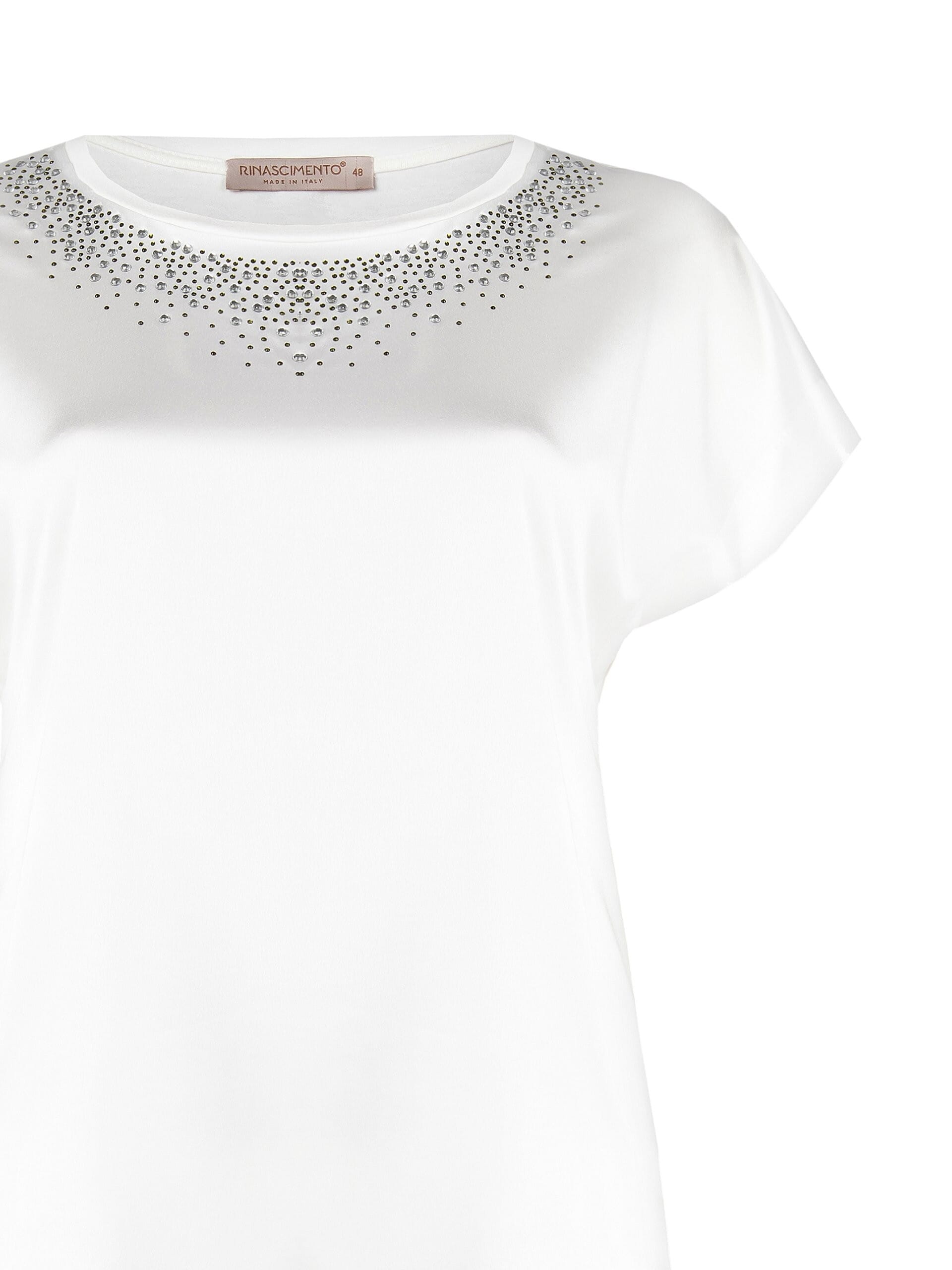 T-Shirt Davanti Raso Dietro Viscosa Con Strass Rinascimento Curvy