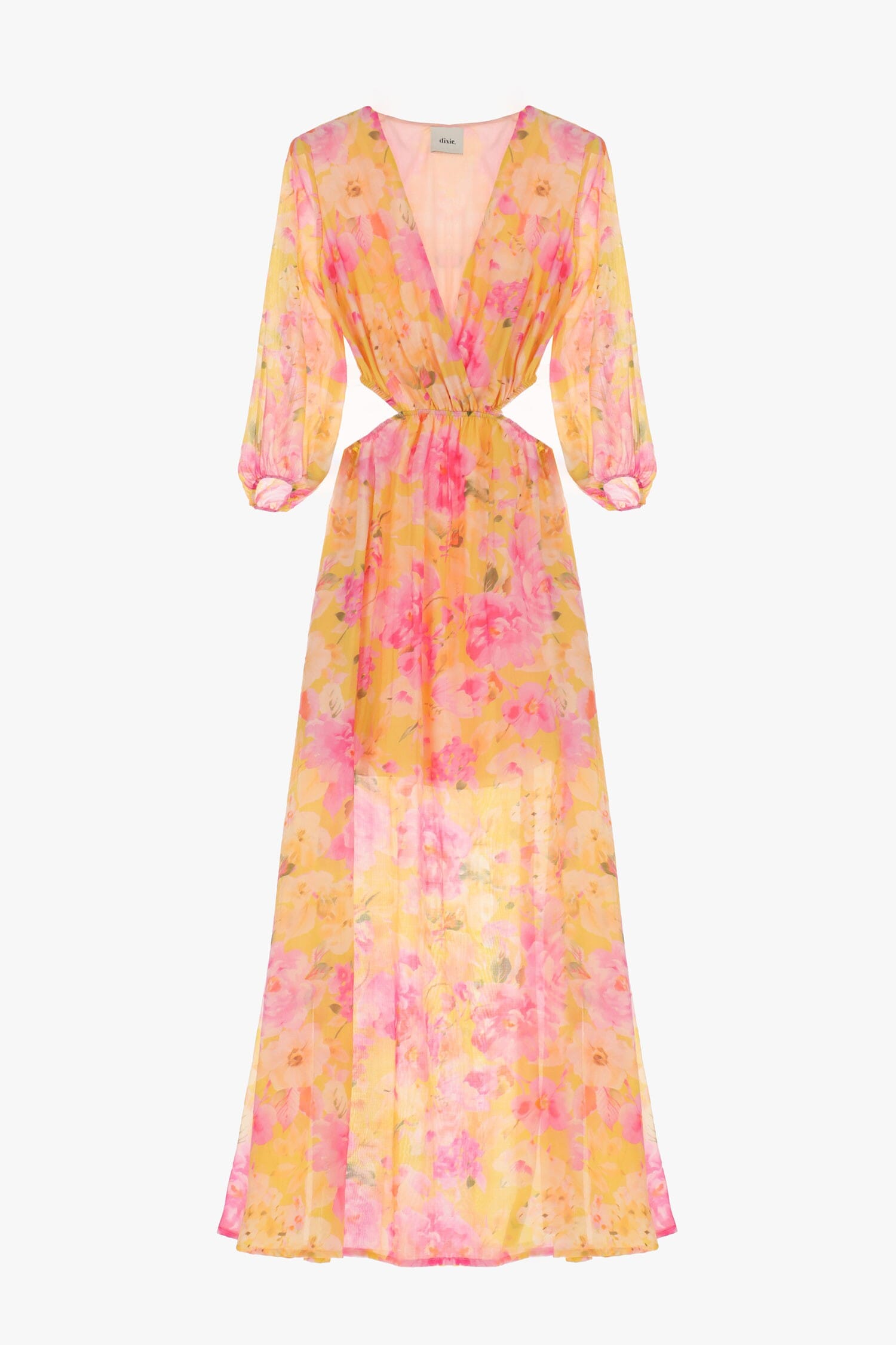 Abito Lungo Con Stampa Floreale E Maniche Ampie Dixie