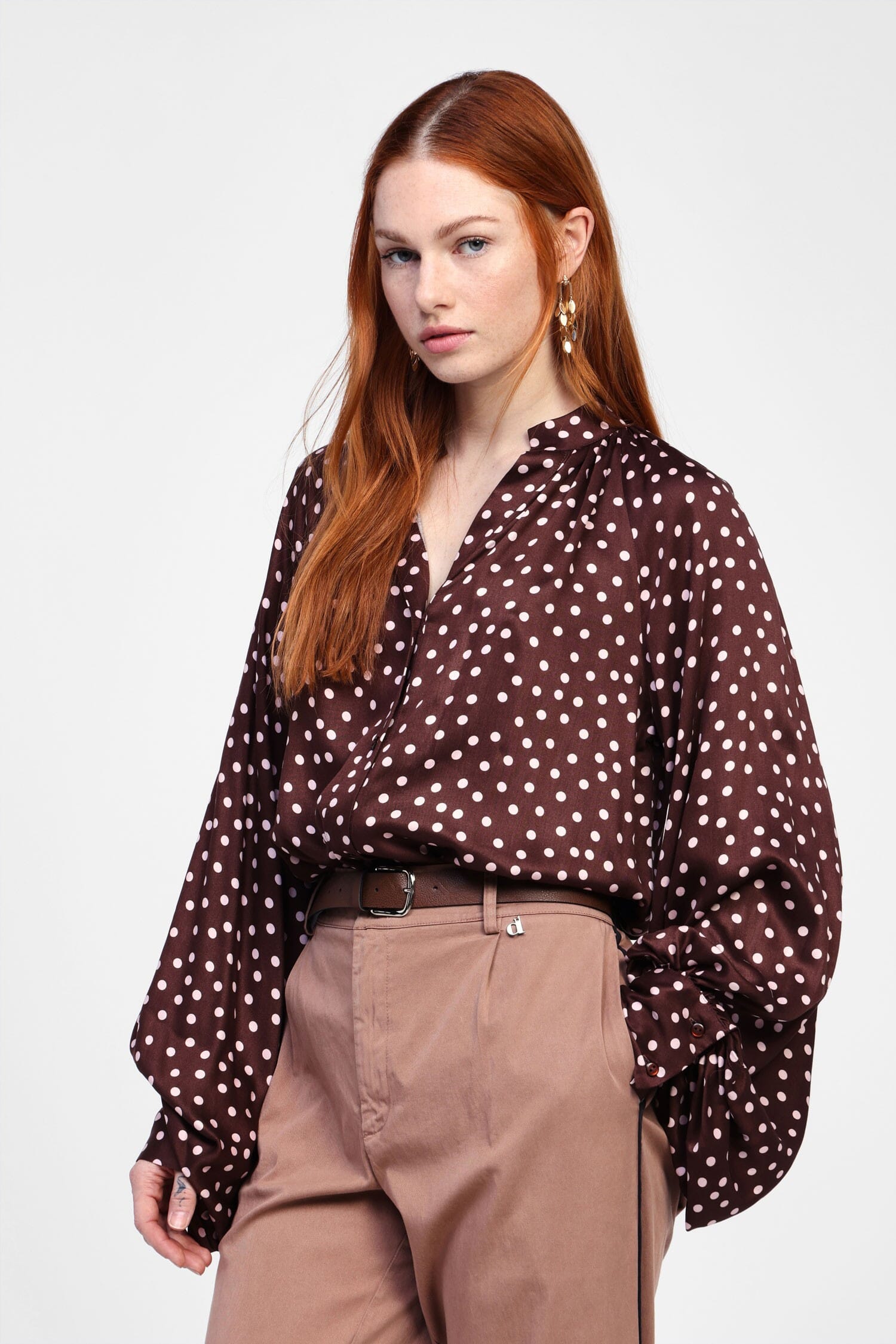 Chemise à motifs de pois et manches larges Dixie