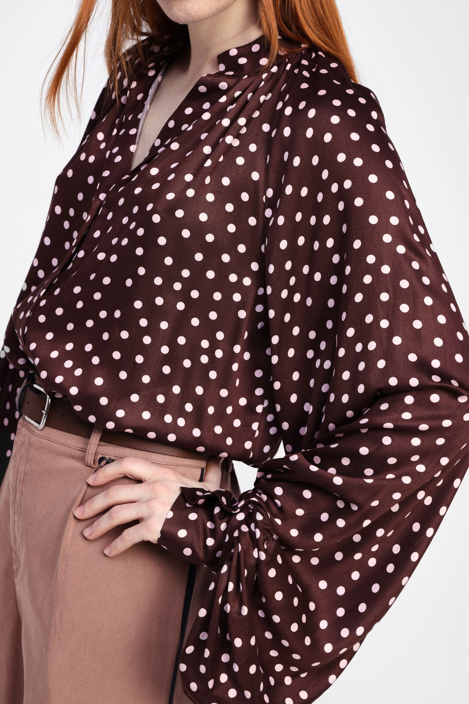 Chemise à motifs de pois et manches larges Dixie