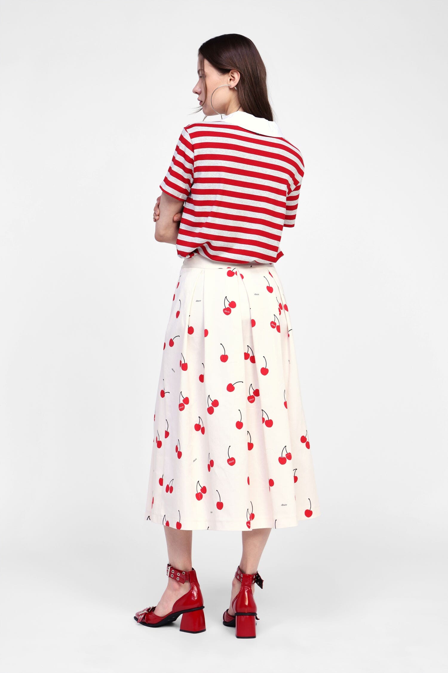 Dixie Fruity Print Pleated Skirt