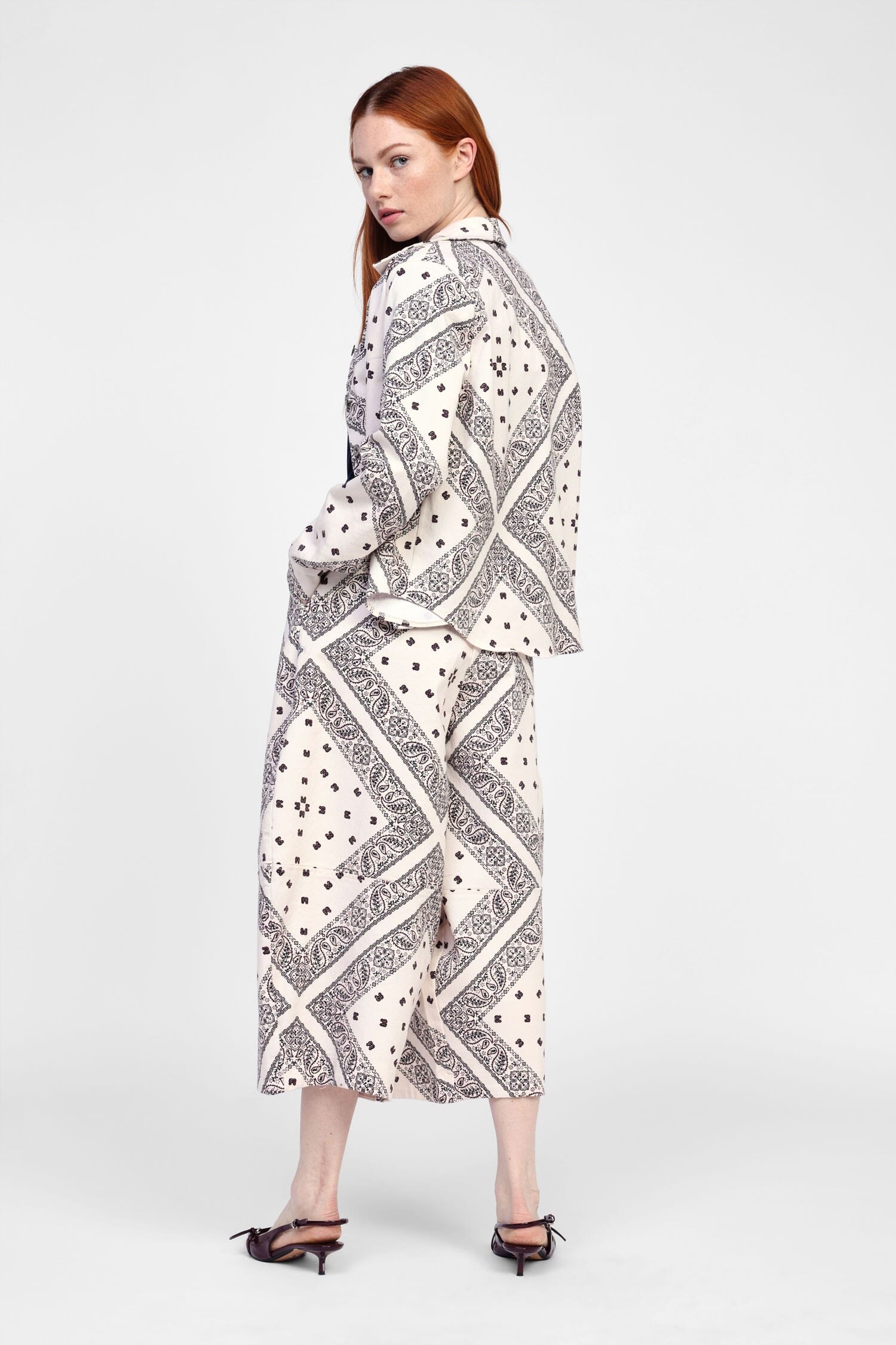 Dixie Cross Patterned Wide Leg Trousers