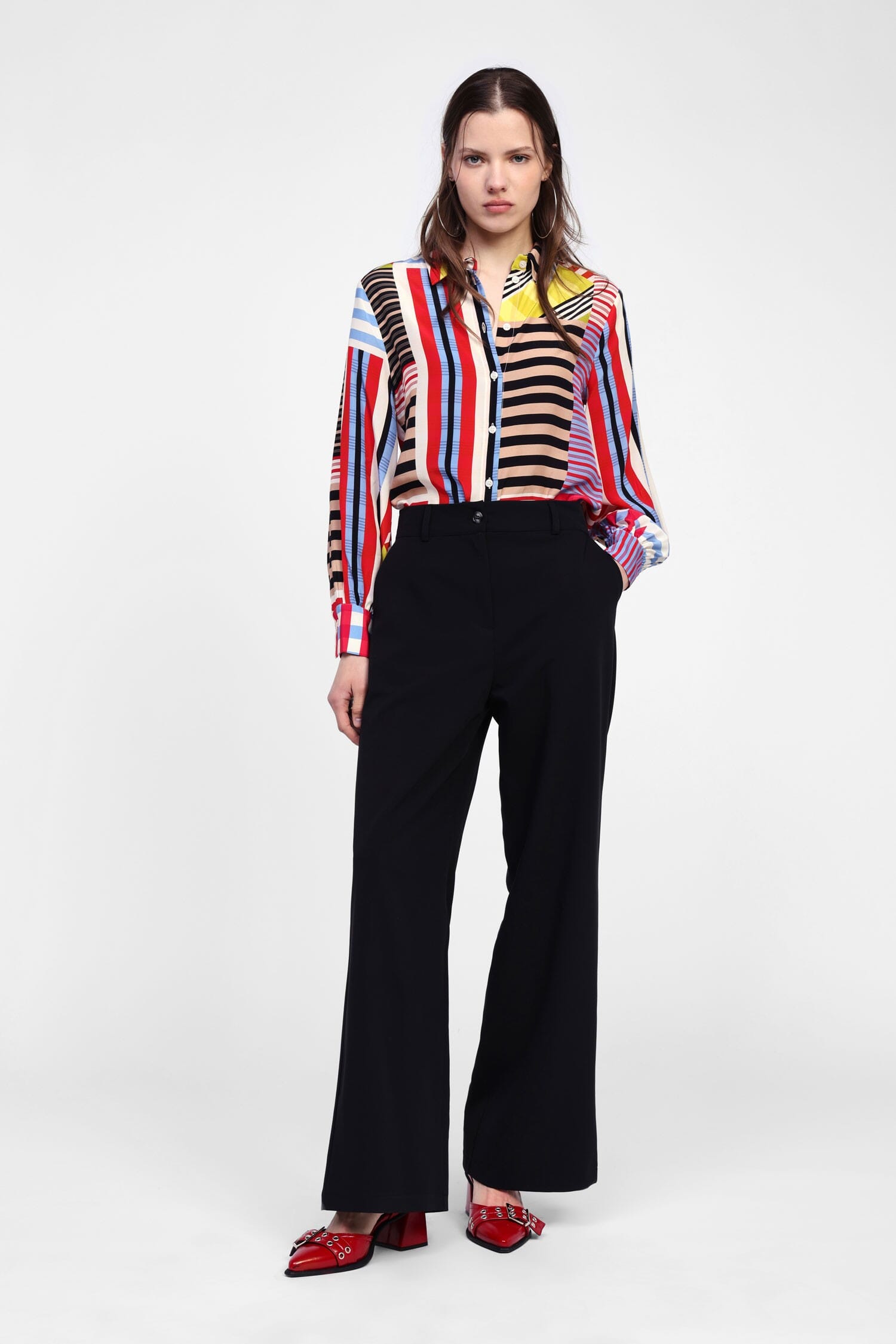 Pantaloni A Gamba Larga Con Vita Alta Dixie