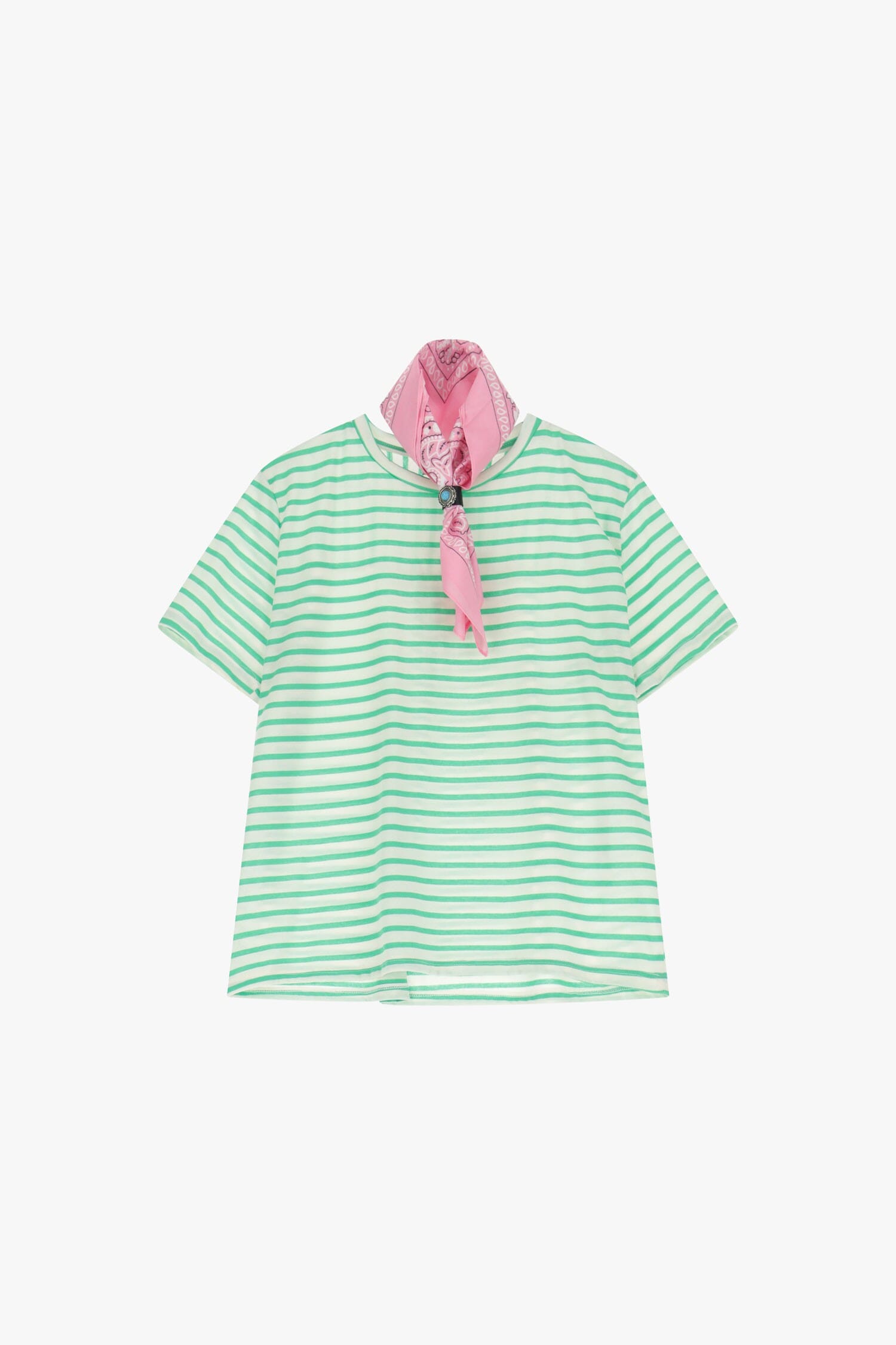 Striped T-Shirt With Decorative Scarf Dixie
