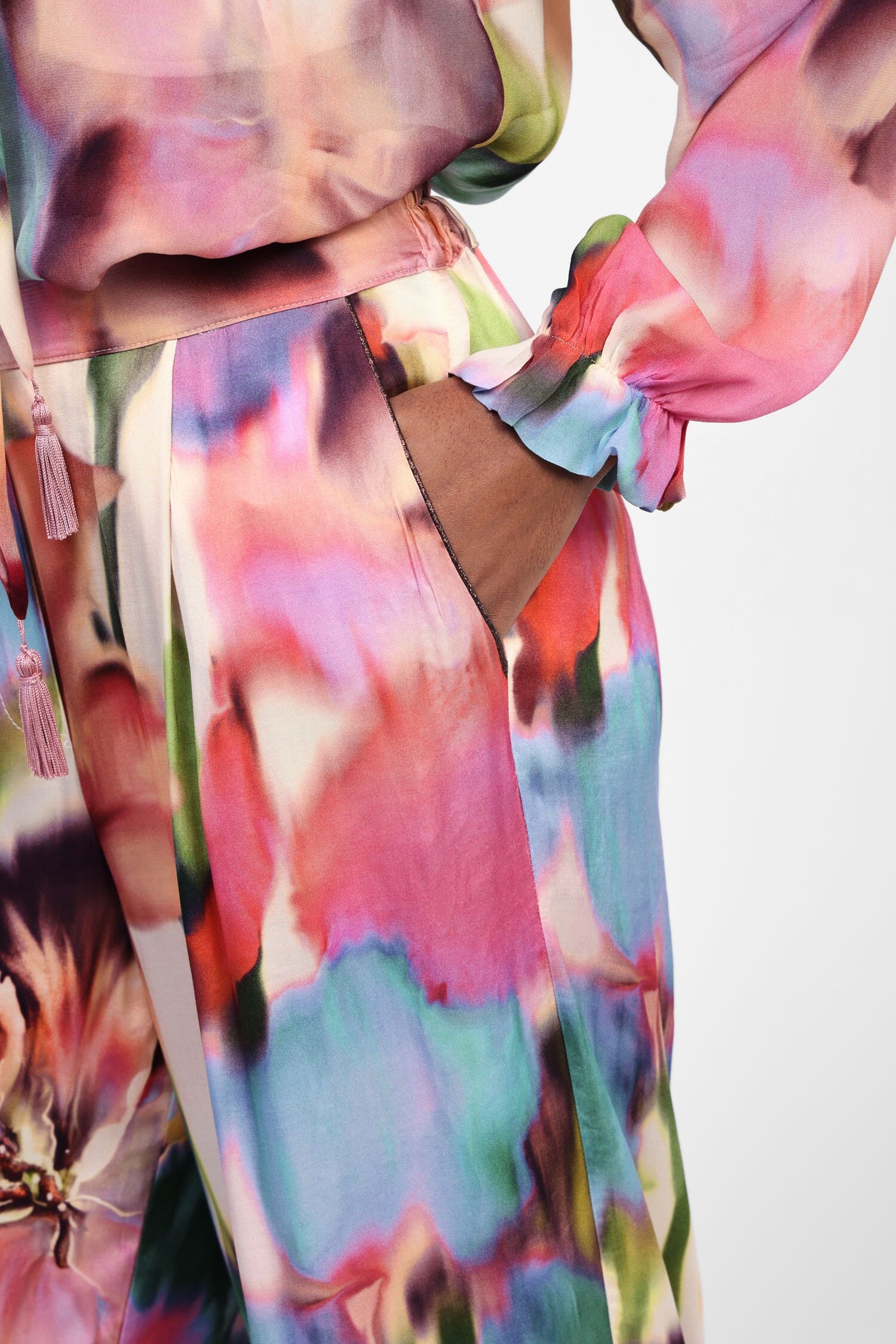 High Waisted Patterned Palace Trousers Dixie