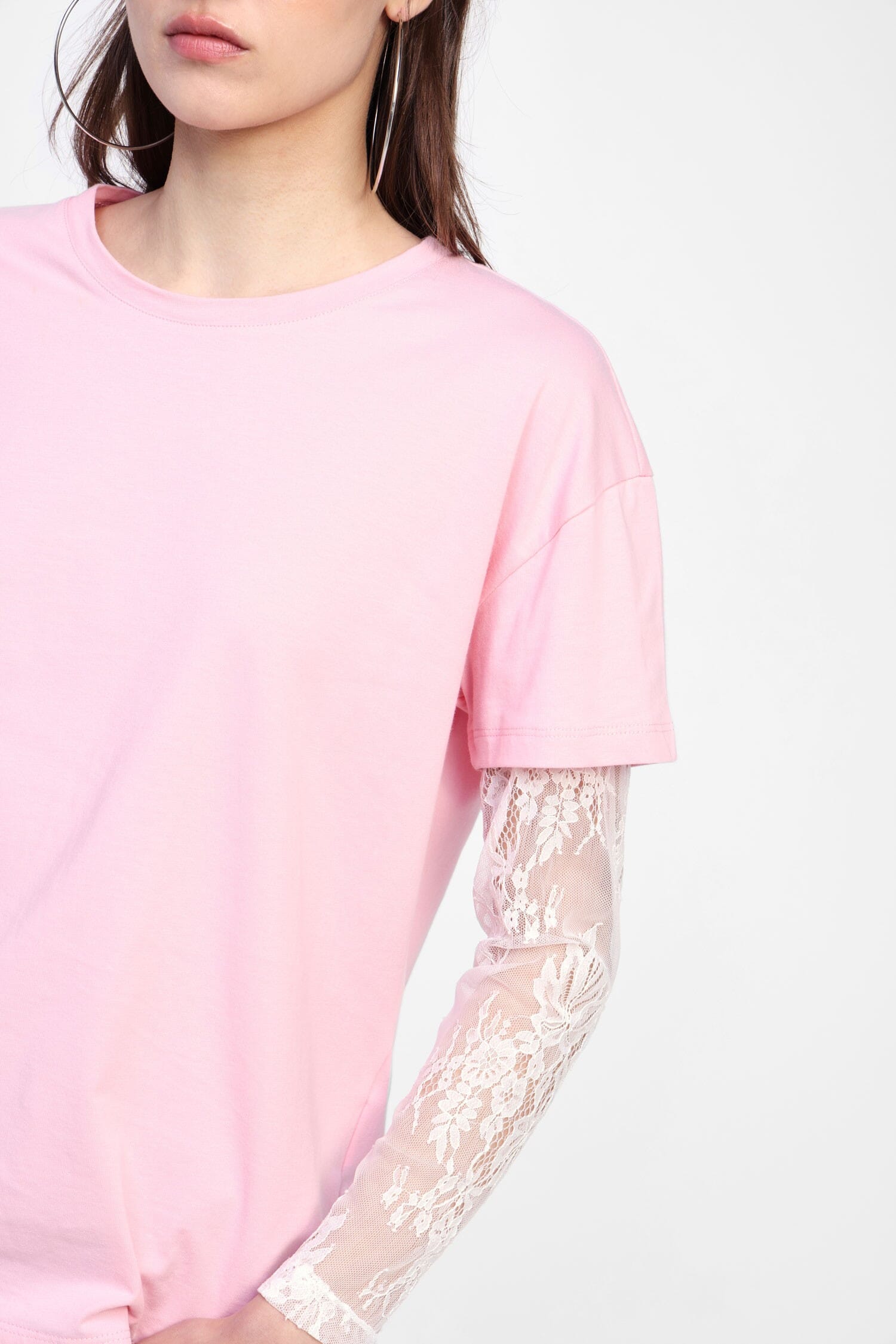 T-Shirt Maniche Lunghe Con Pizzo Dixie