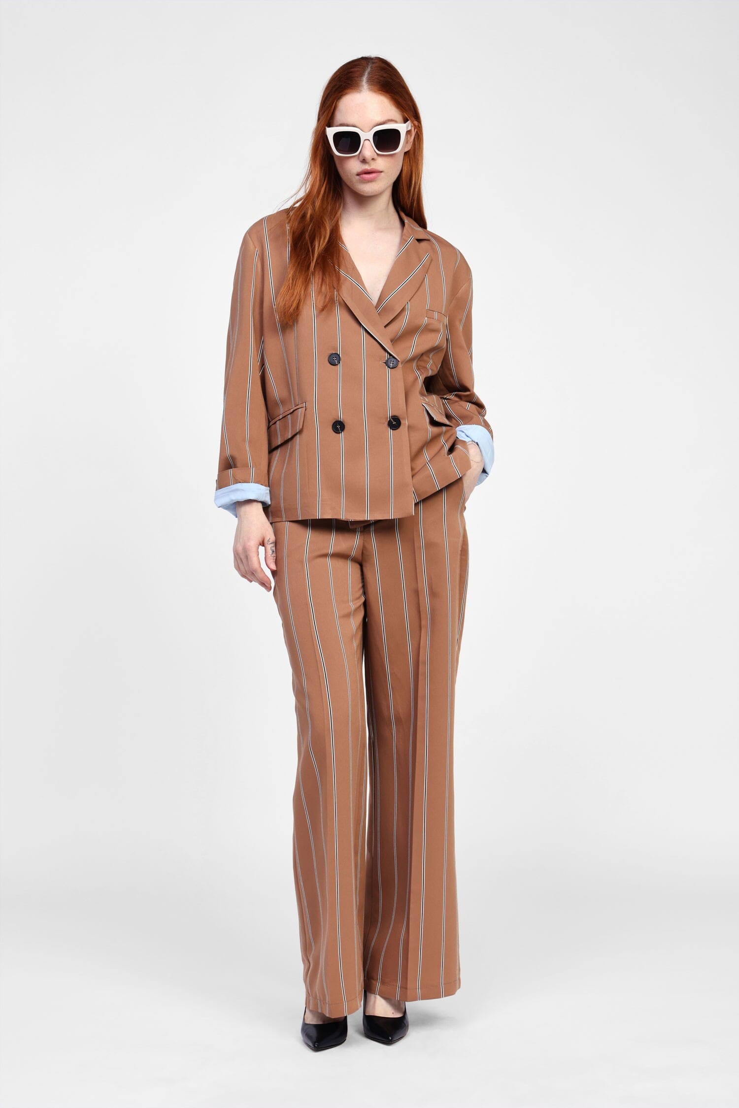 Pantalon large à rayures verticales Dixie