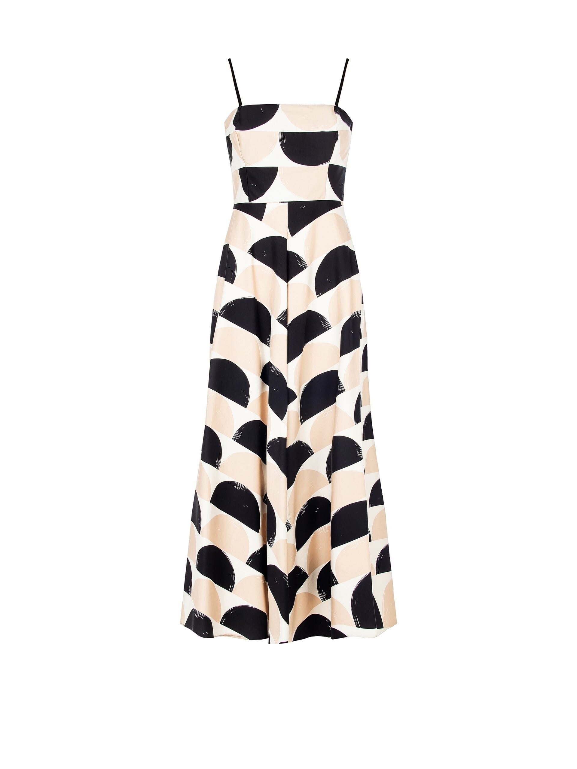 Abito Lungo A Ruota In Misto Cotone Maxi Pois Rinascimento