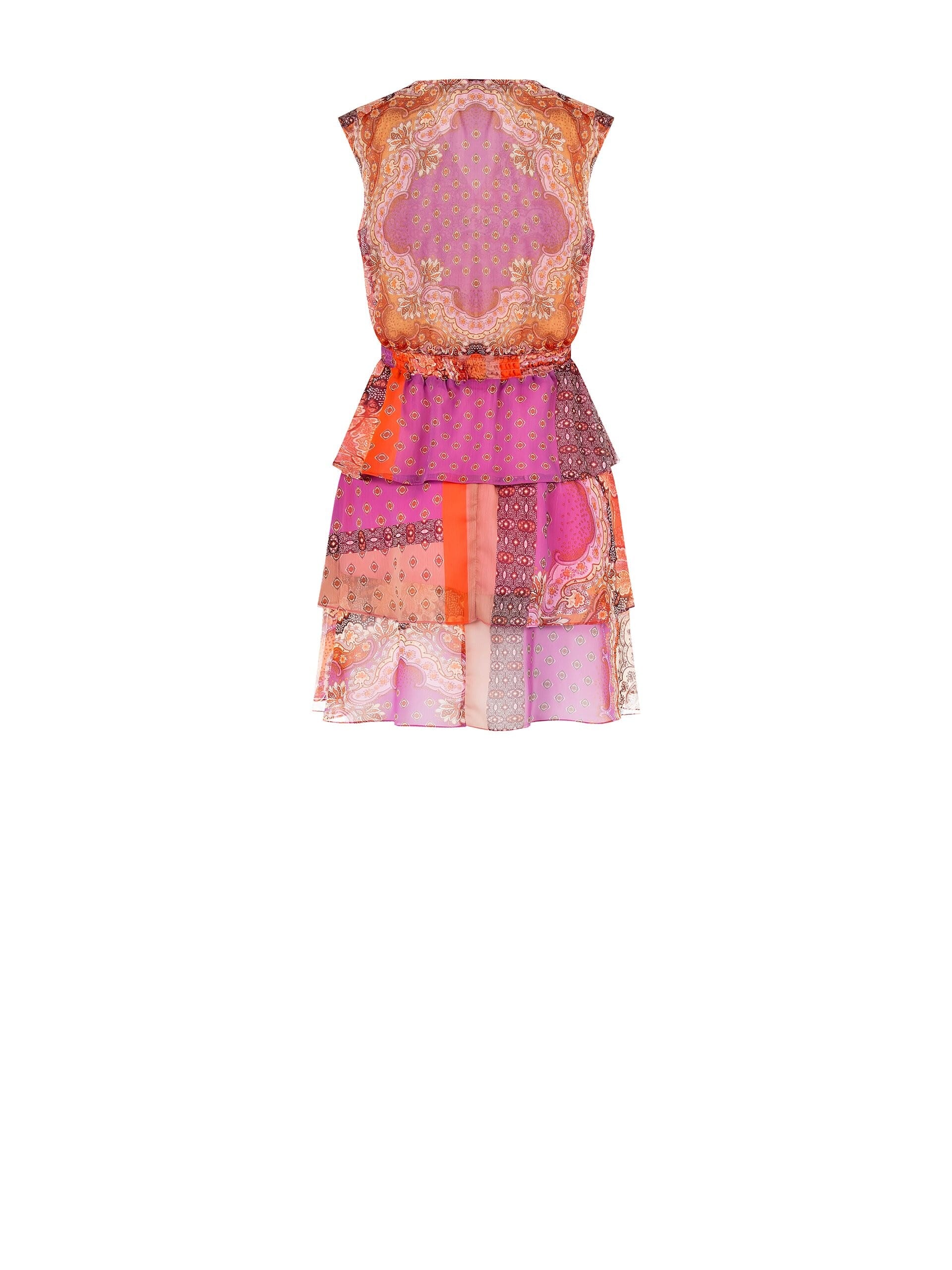 Abito Corto A Balze In Georgette Con Scollo A V Incrociato Rinascimento