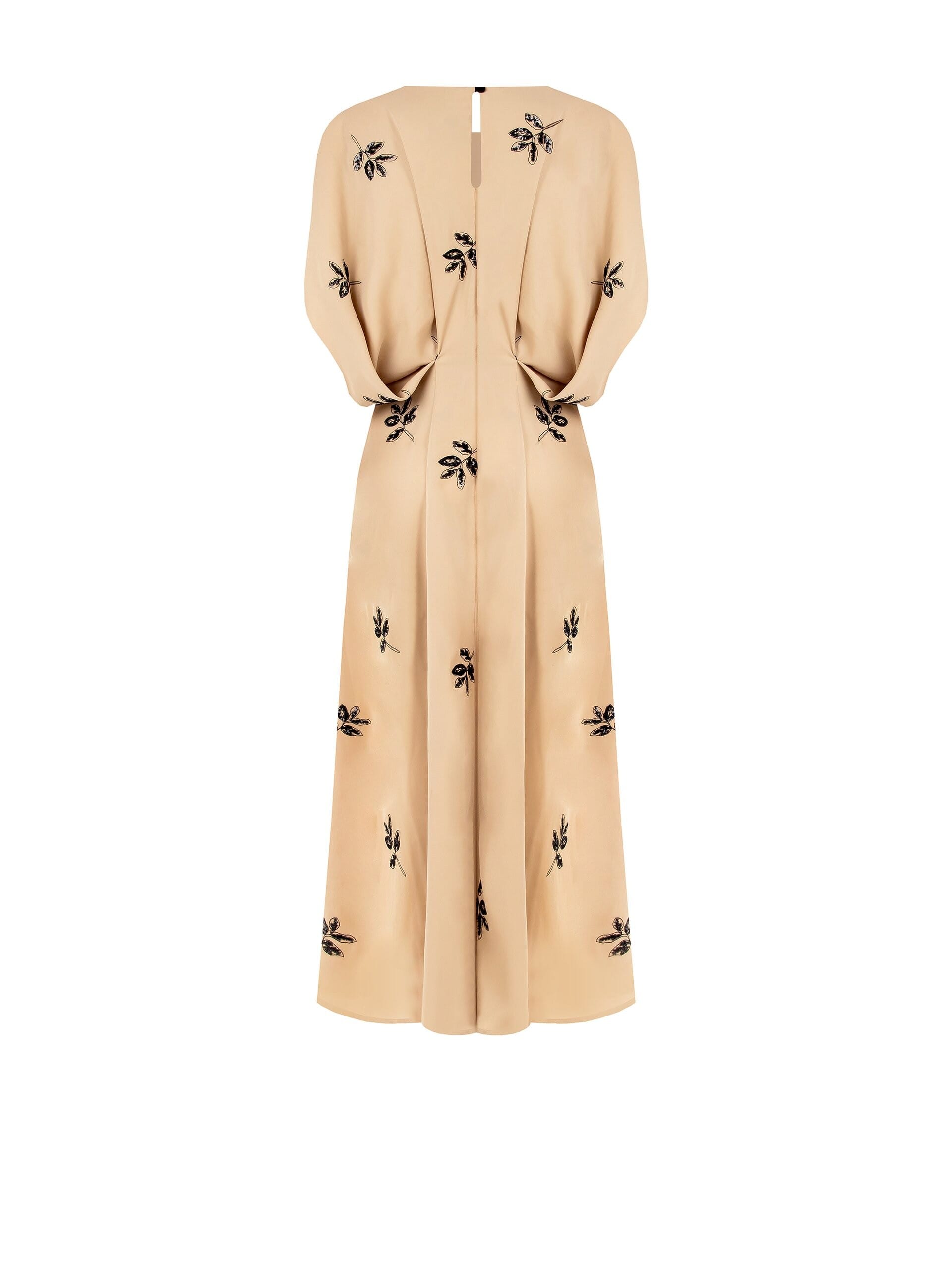 Abito Midi Con Perline E Foglie Ricamate Rinascimento