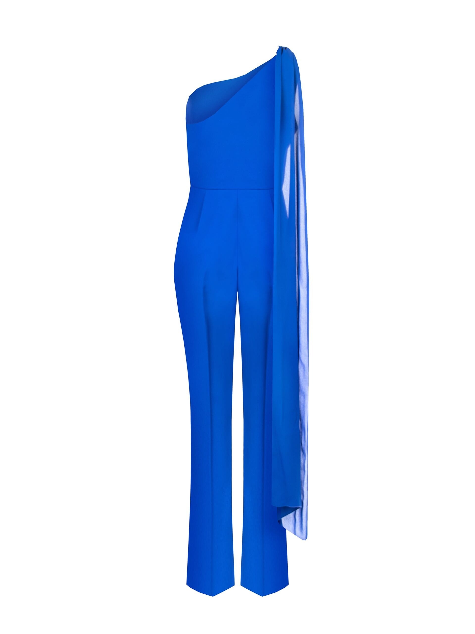 Tuta Intera In Tessuto Fluido Con Drappeggio In Georgette E Foglie Oro Sulla Spallina Rinascimento