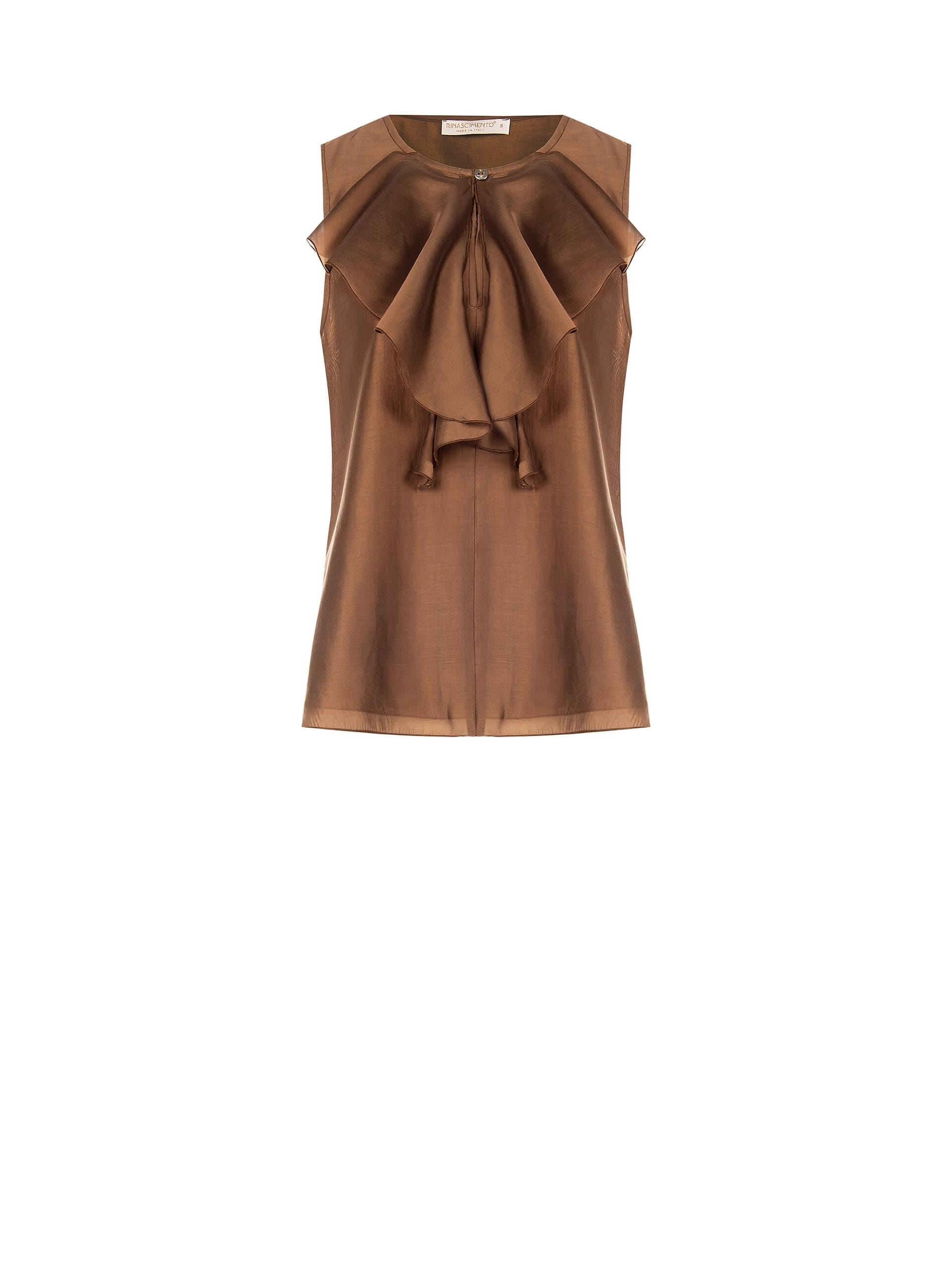 Blusa Sfiancata Ampia In Chiffon Unito Con Volant Rinascimento