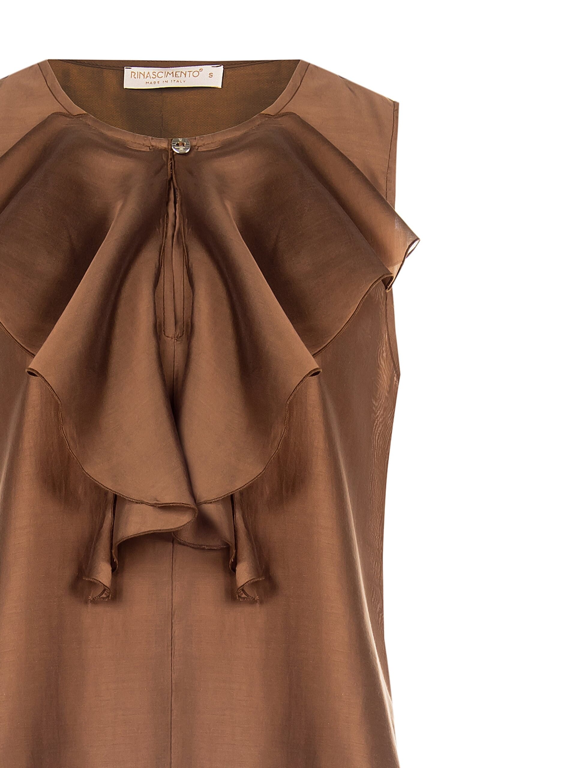 Blusa Sfiancata Ampia In Chiffon Unito Con Volant Rinascimento