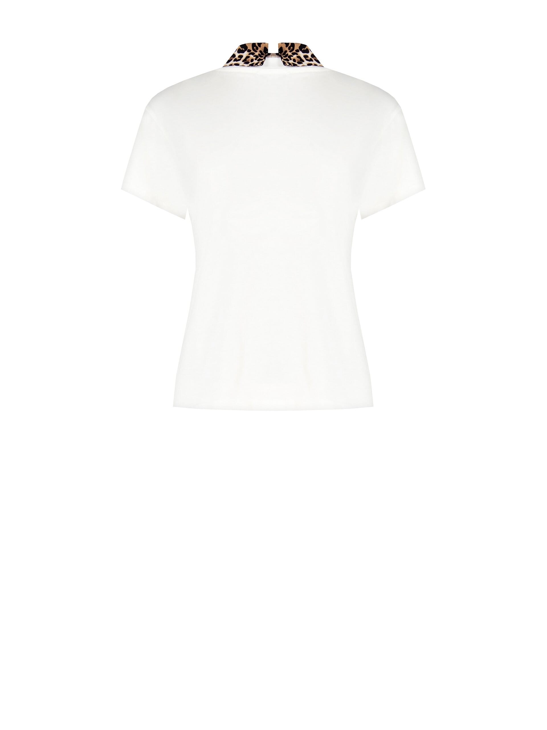 T-Shirt Regular In Cotone Con Colletto Maculato E Pietre Removibile Rinascimento