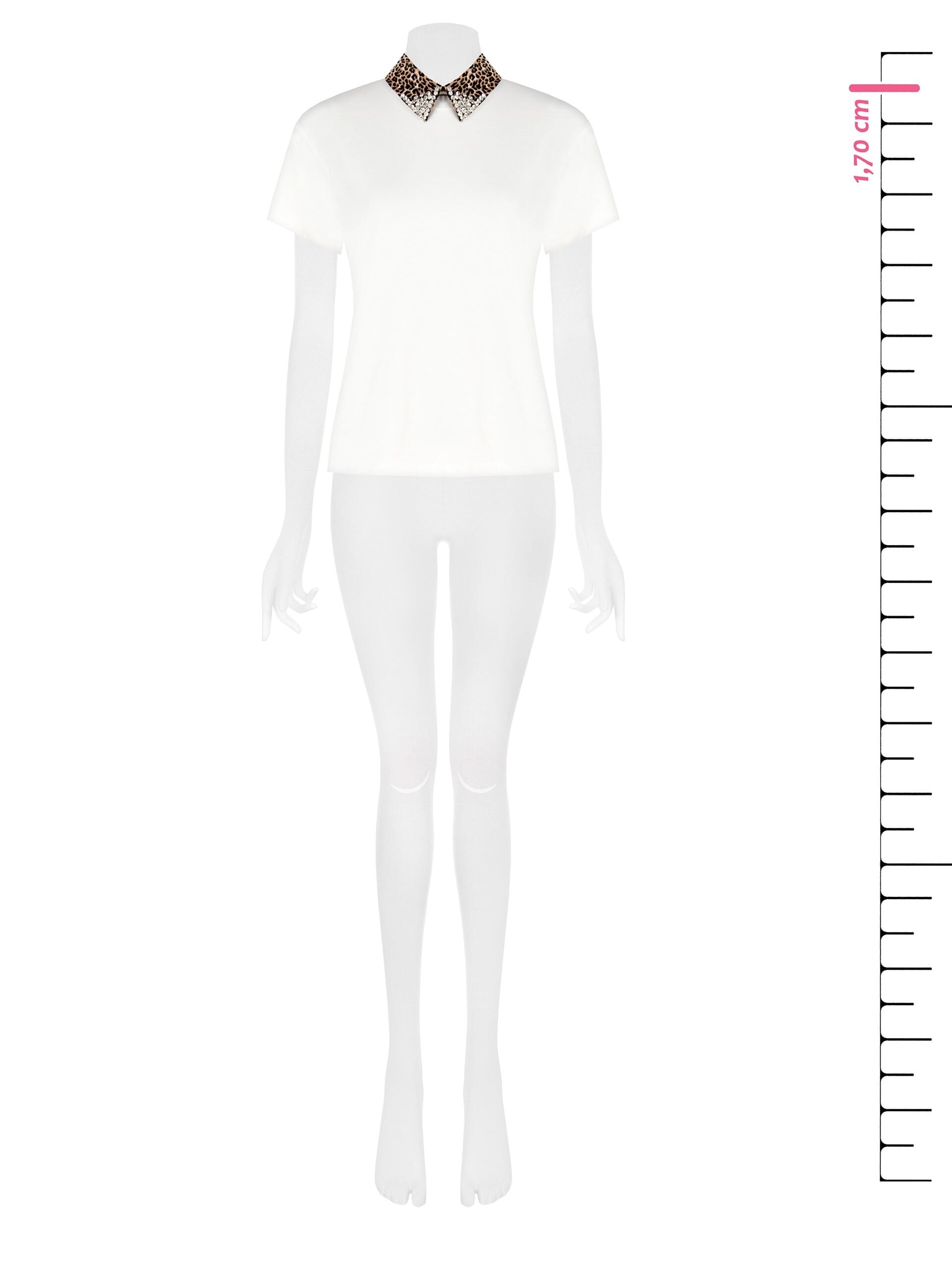 T-Shirt Regular In Cotone Con Colletto Maculato E Pietre Removibile Rinascimento