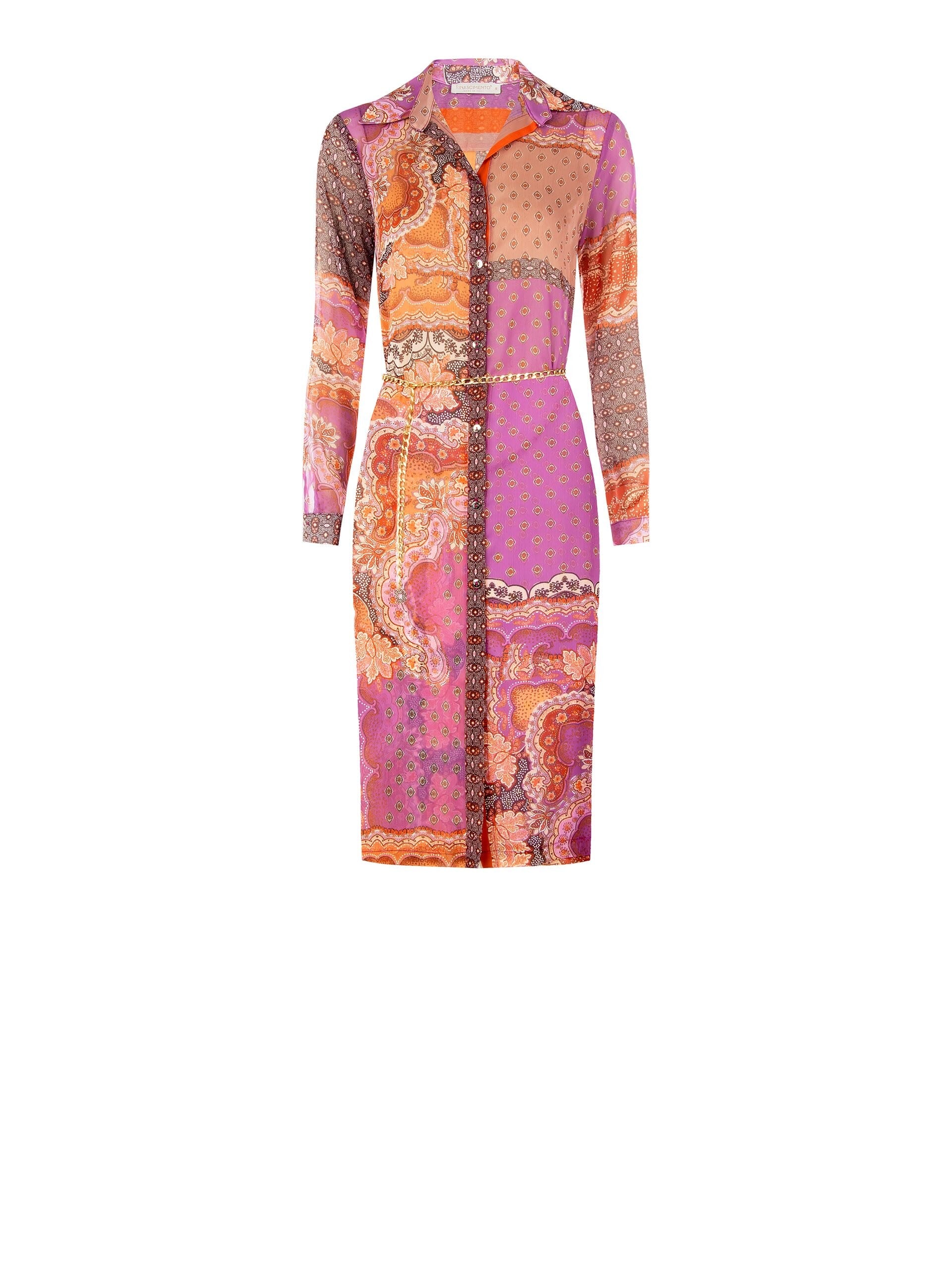 Chemise en Georgette semi-transparente avec ceinture en chaîne Rinascimento