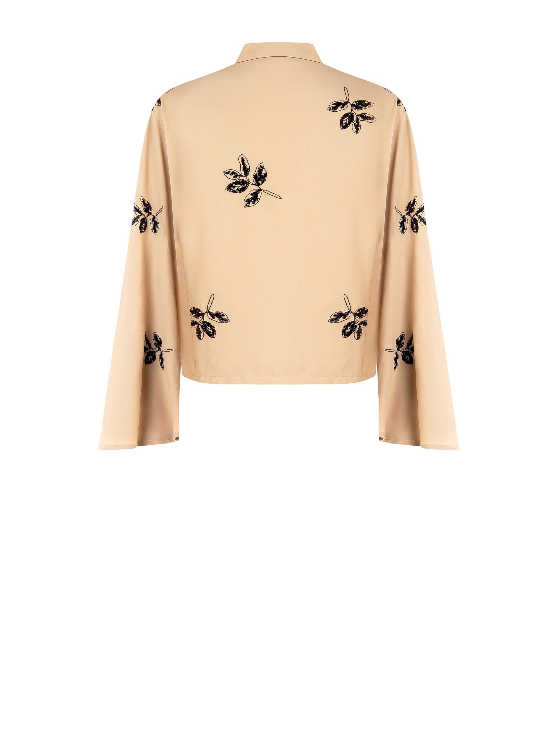 Camicia Over A Maniche Maxi Con Perline E Foglie Ricamate Rinascimento