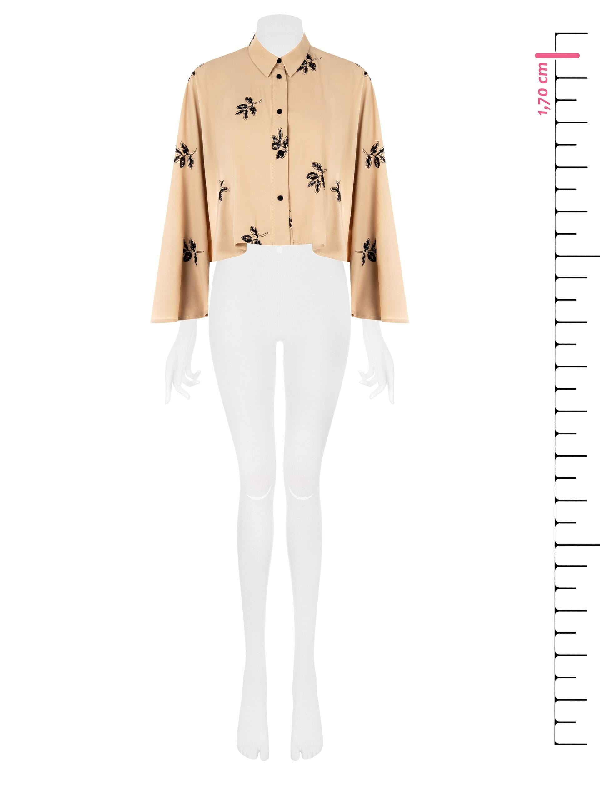 Camicia Over A Maniche Maxi Con Perline E Foglie Ricamate Rinascimento