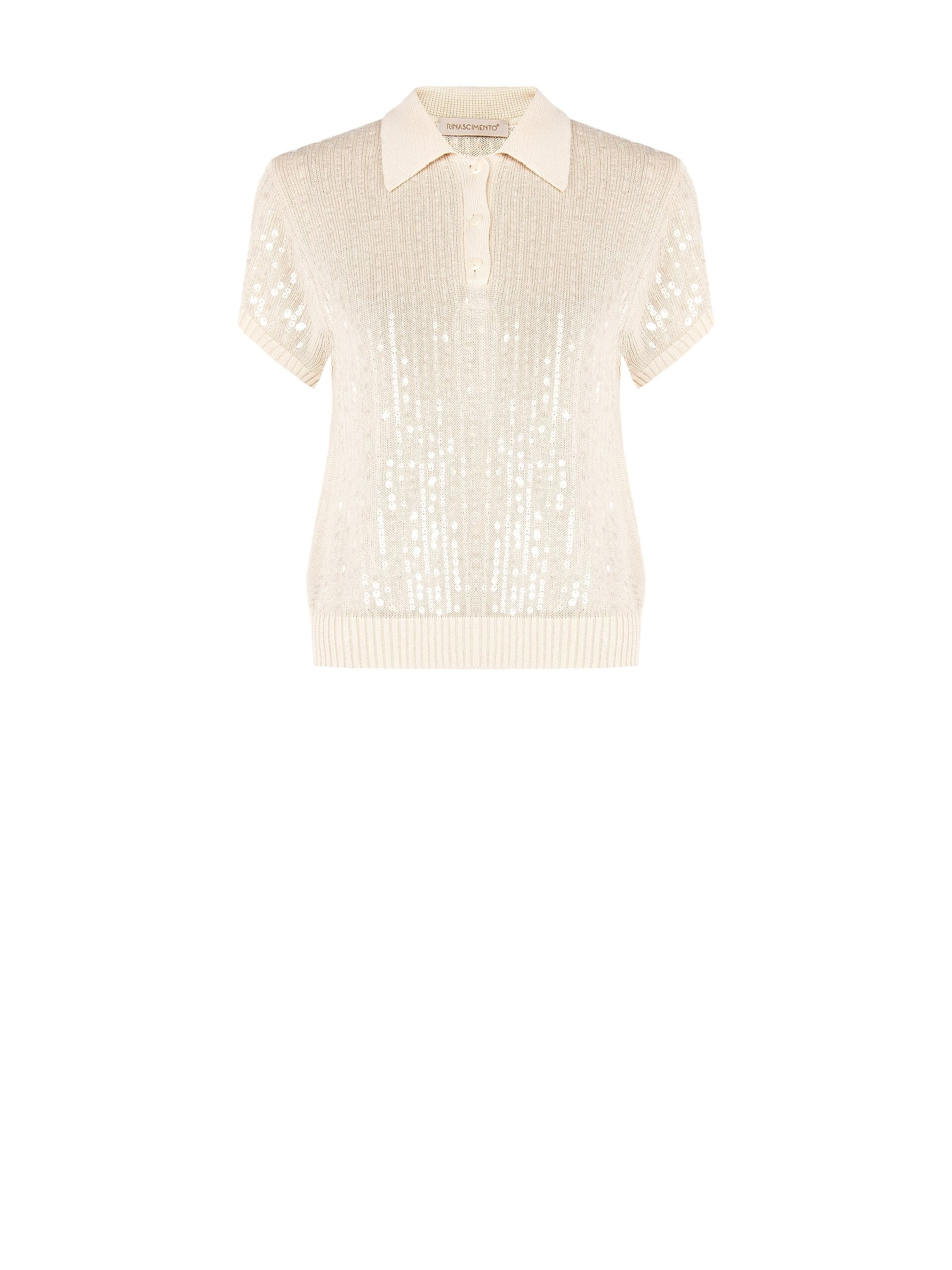 Polo In Maglia Ricoperta Di Paillettes Trasparenti Rinascimento