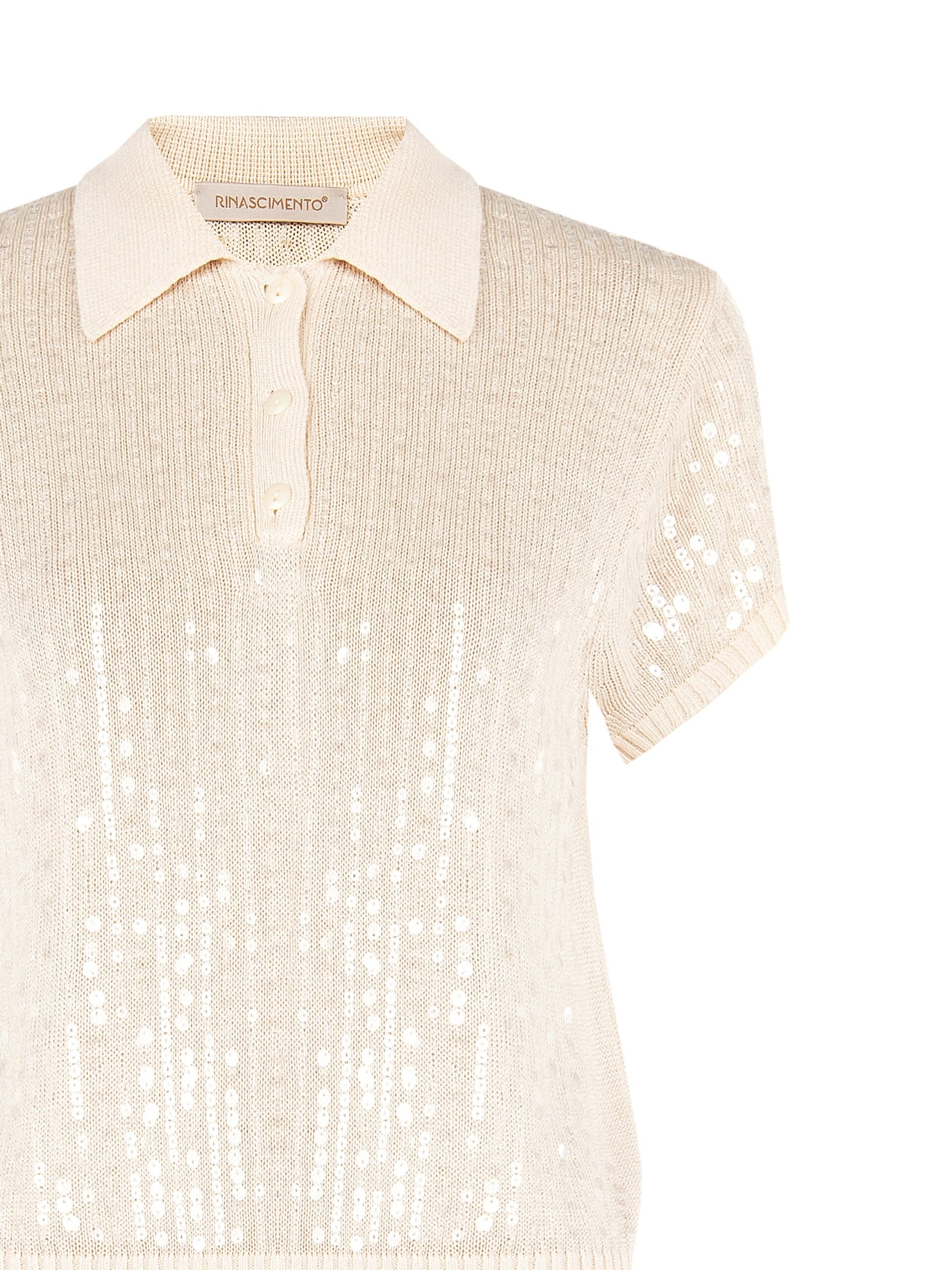 Polo In Maglia Ricoperta Di Paillettes Trasparenti Rinascimento