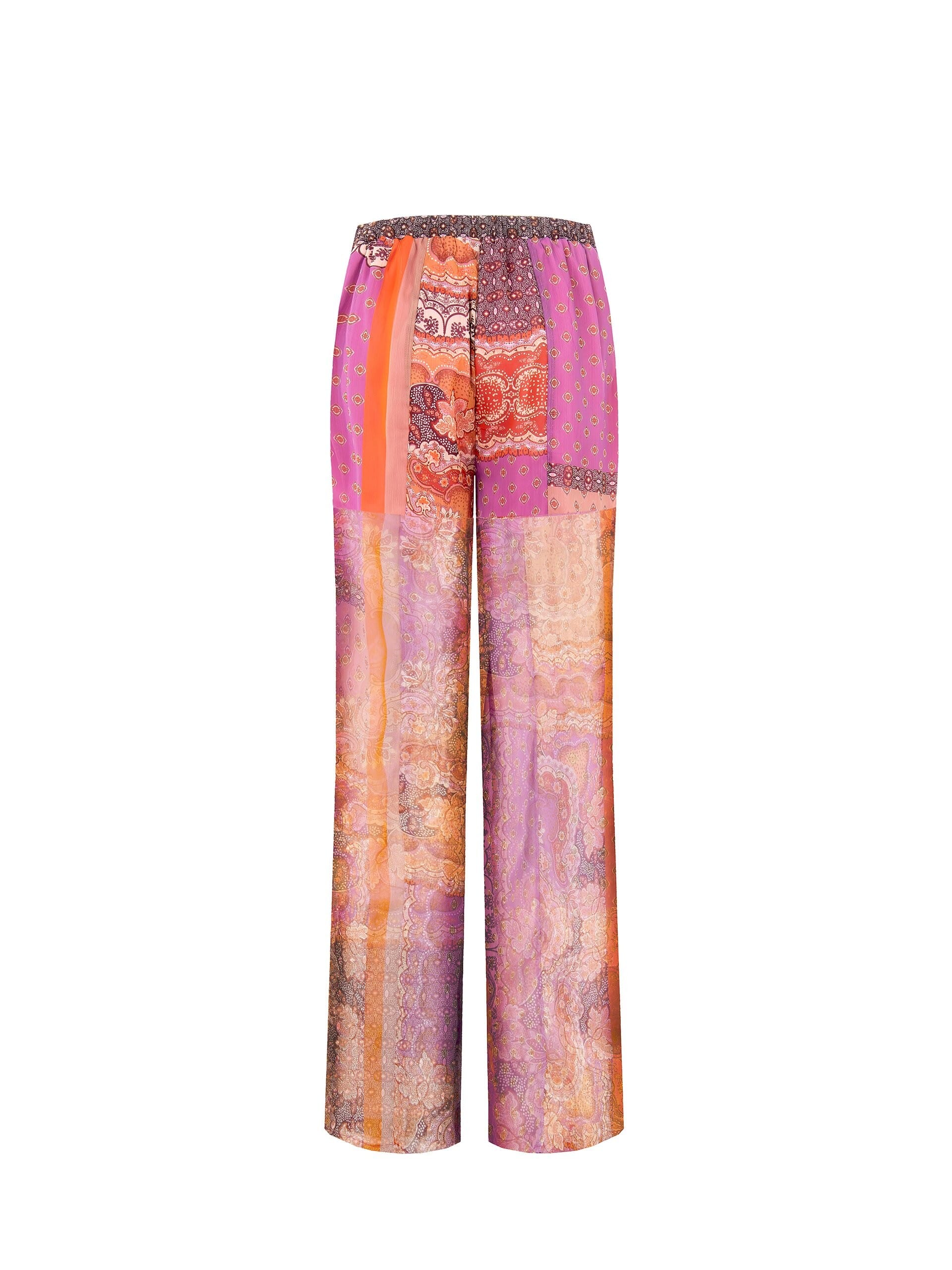 Pantaloni Palazzo In Georgette Semitrasparente Con Shorts Integrati E Tasche Rinascimento