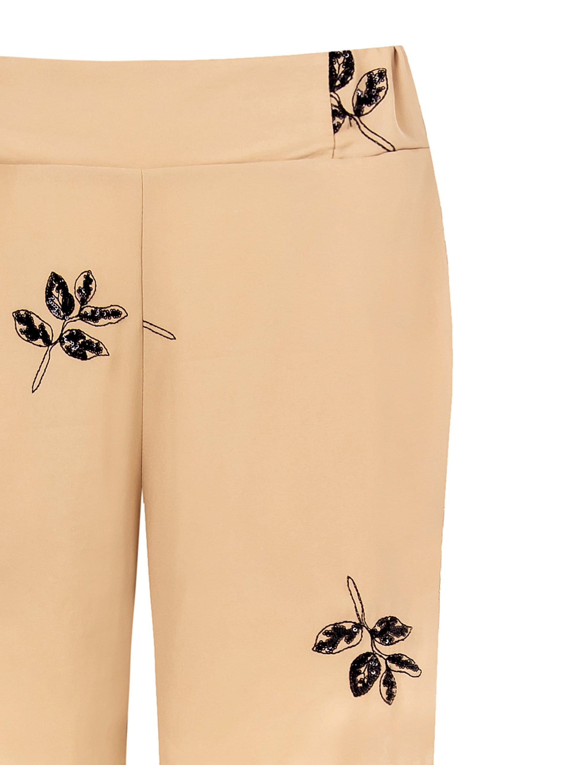 Pantaloni Corti Larghi Con Perline E Foglie Ricamate Rinascimento