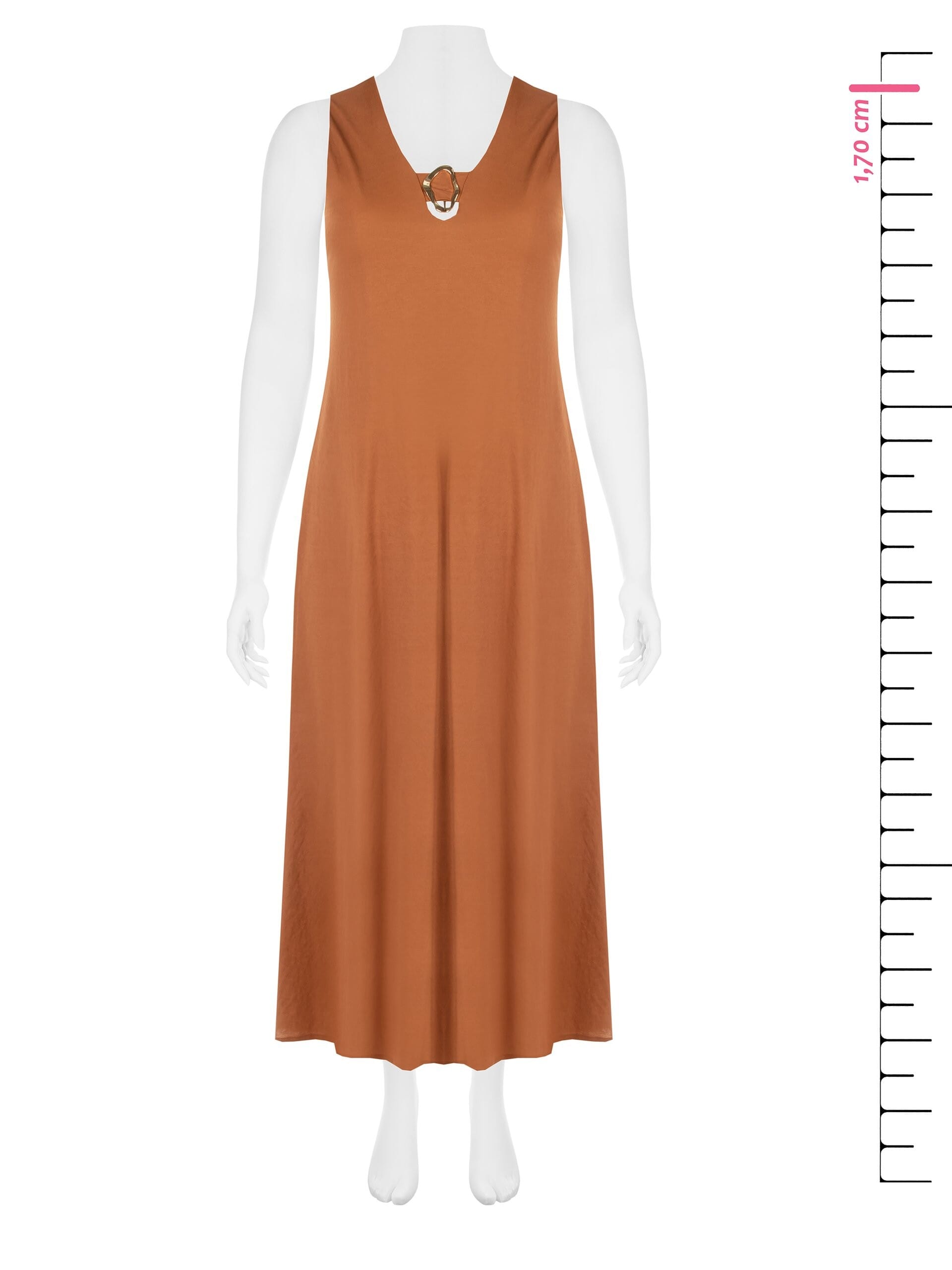 Abito Lungo A Trapezio In Misto Viscosa Effetto Leggermente Stropicciato Con Scollo A V Rinascimento Curvy