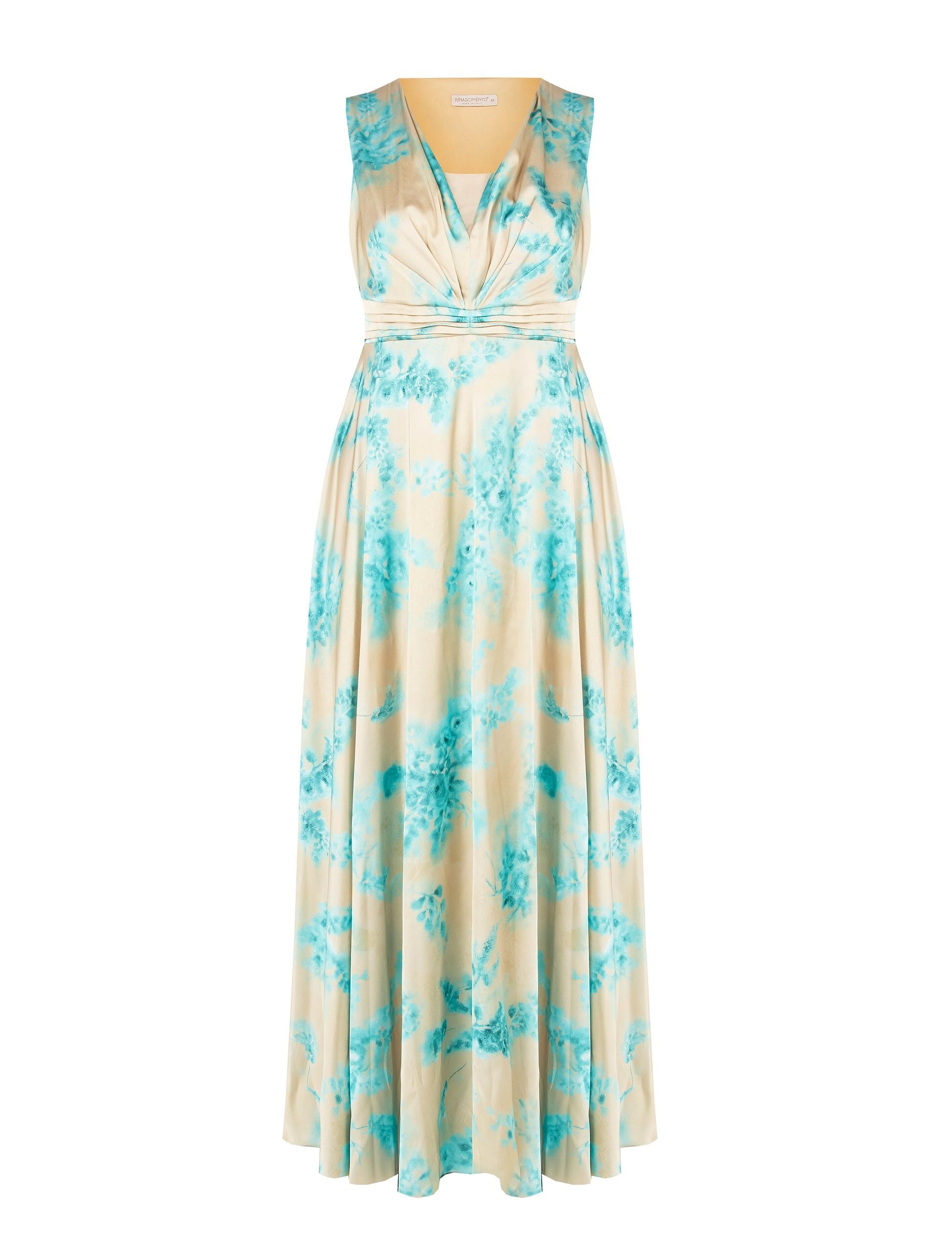 Abito Lungo Impero In Raso Con Spacco Rinascimento Curvy