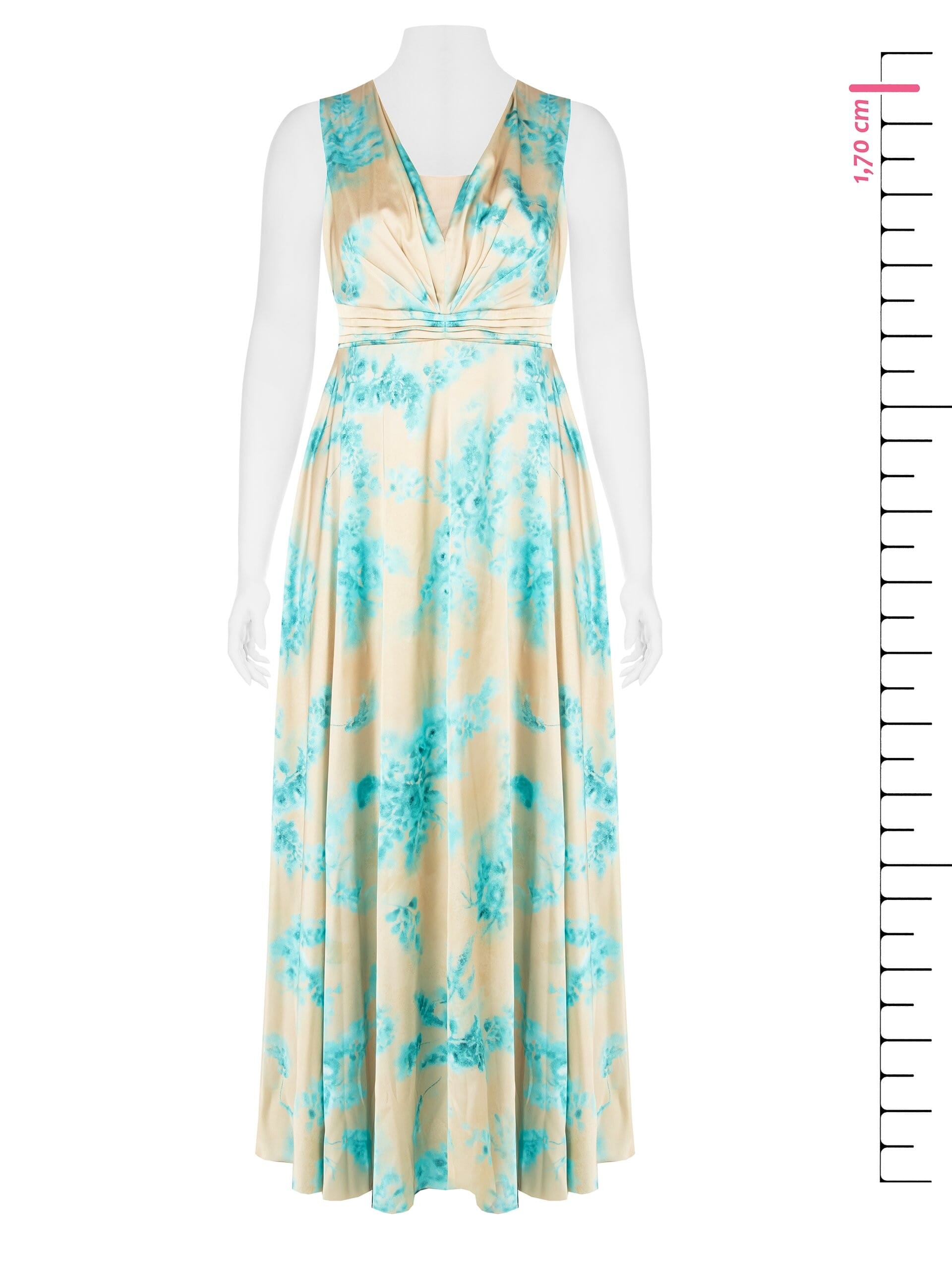 Abito Lungo Impero In Raso Con Spacco Rinascimento Curvy