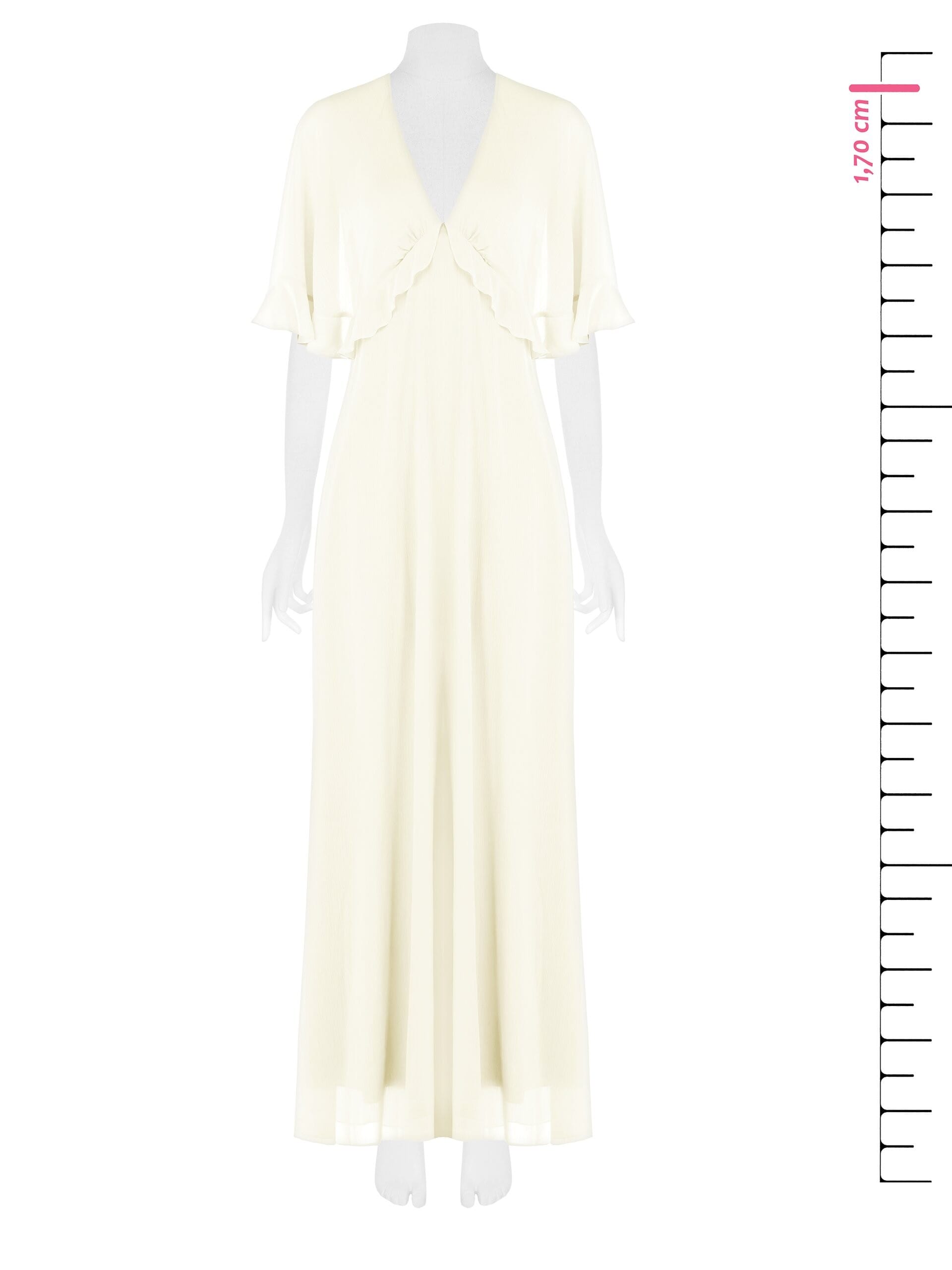 Abito Lungo In Crepon Con Maniche A Mantella Rinascimento