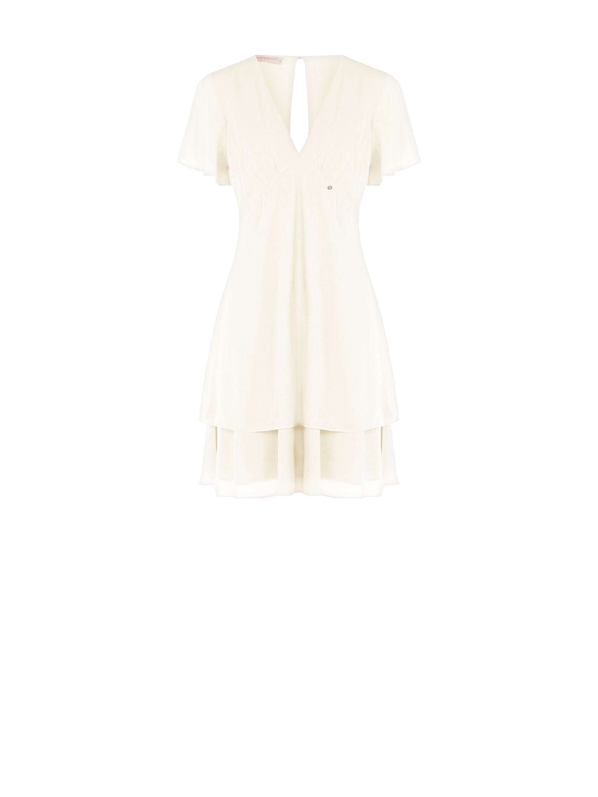 Abito Corto In Georgette A Due Balze Con Scollo A V E Cut-Out Sulla Schiena Rinascimento