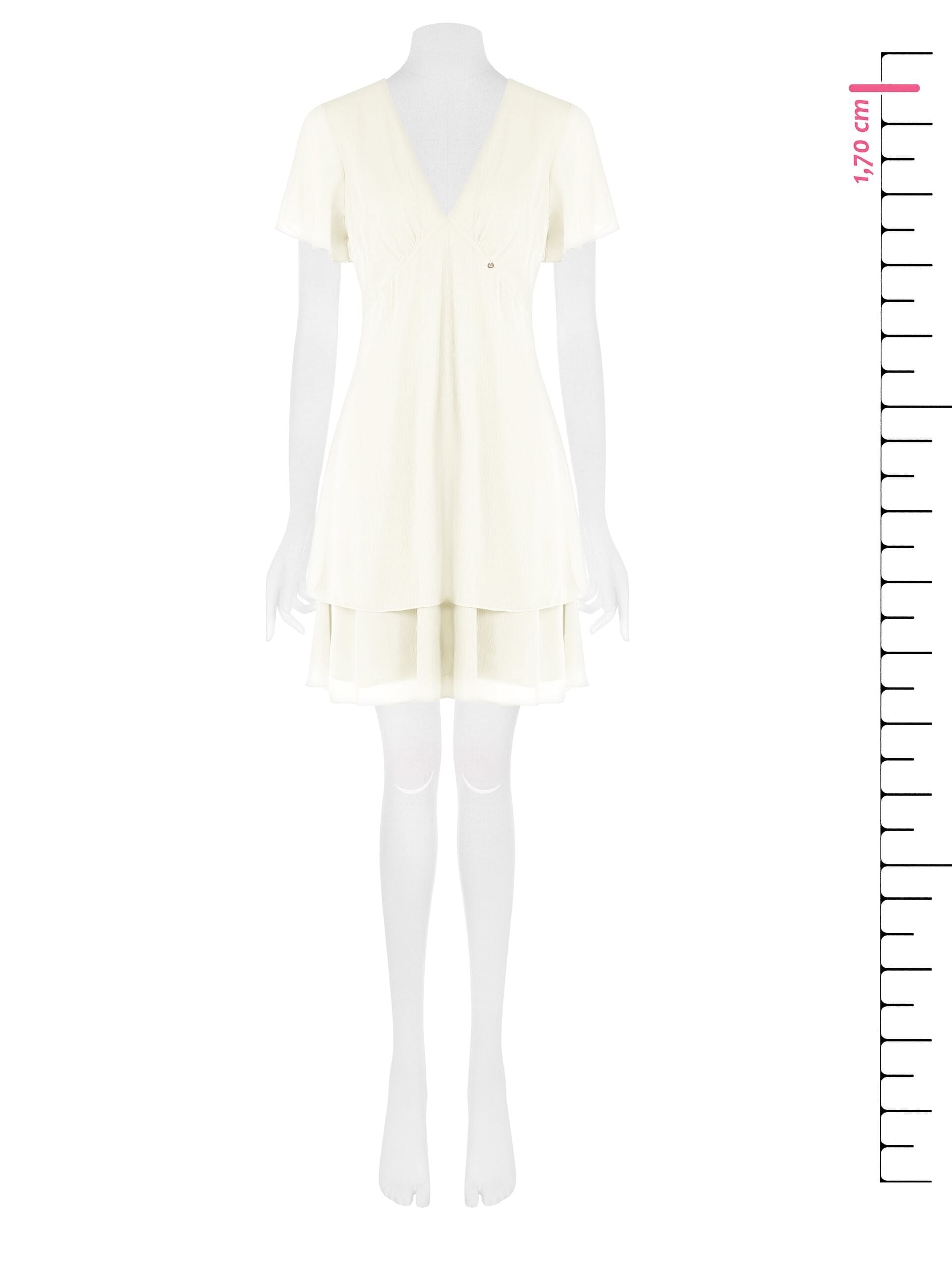 Abito Corto In Georgette A Due Balze Con Scollo A V E Cut-Out Sulla Schiena Rinascimento