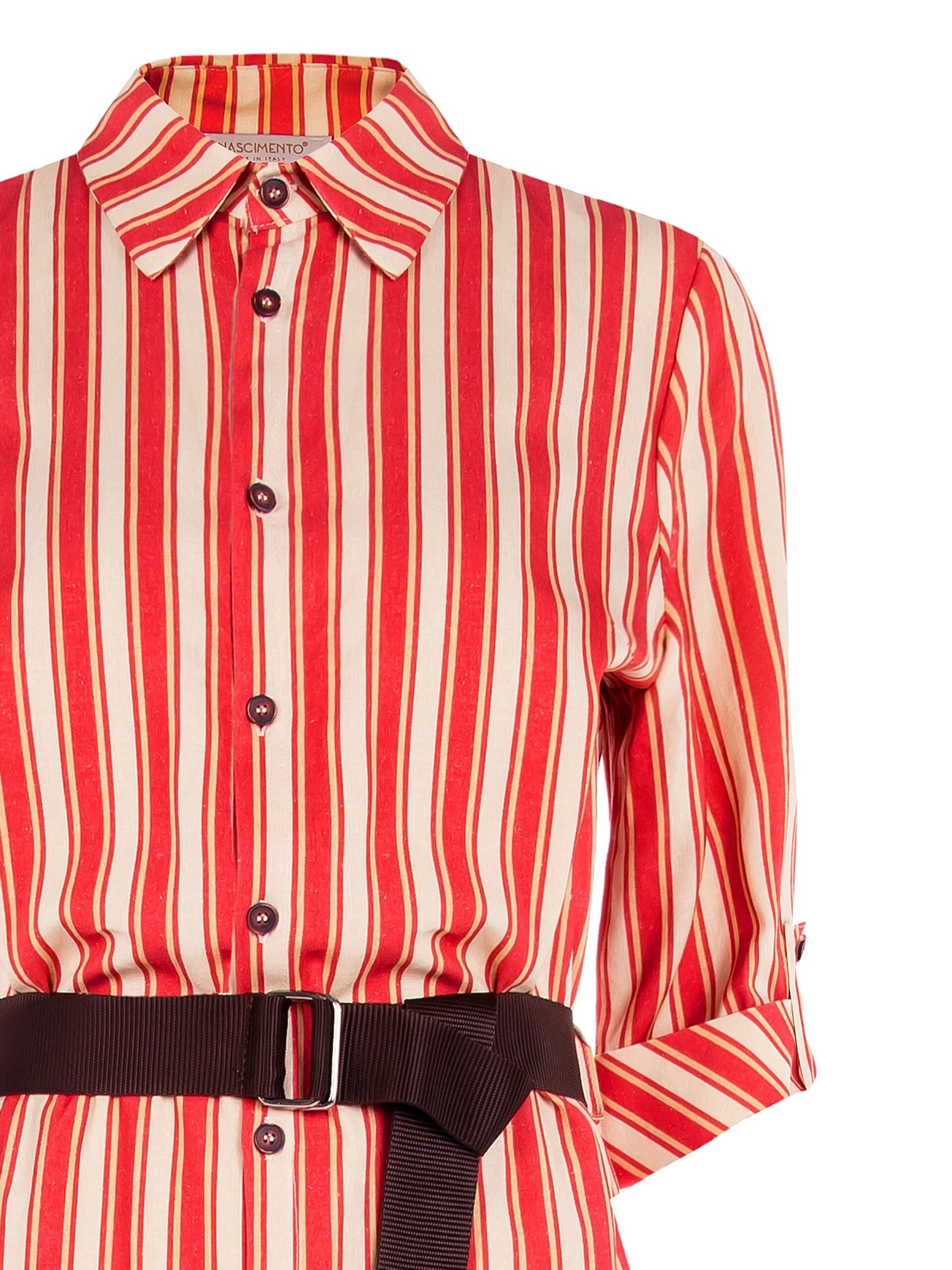 Abito Midi Chemisier In Misto Viscosa E Lino Con Cintura Abbinata Rinascimento