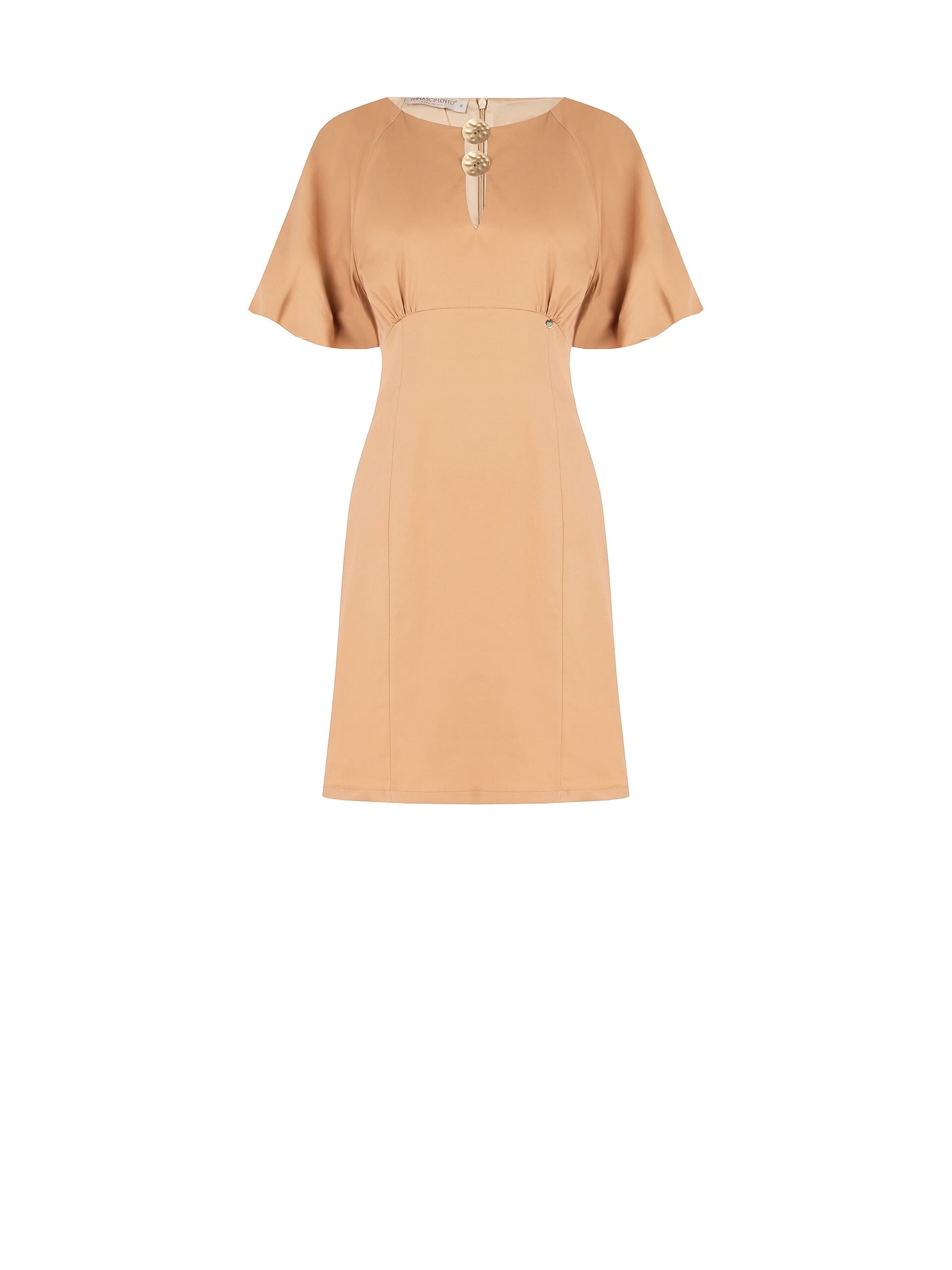 Abito Corto Svasato In Tessuto Elasticizzato Con Cut-Out A Goccia E Maxi Bottoni Rinascimento