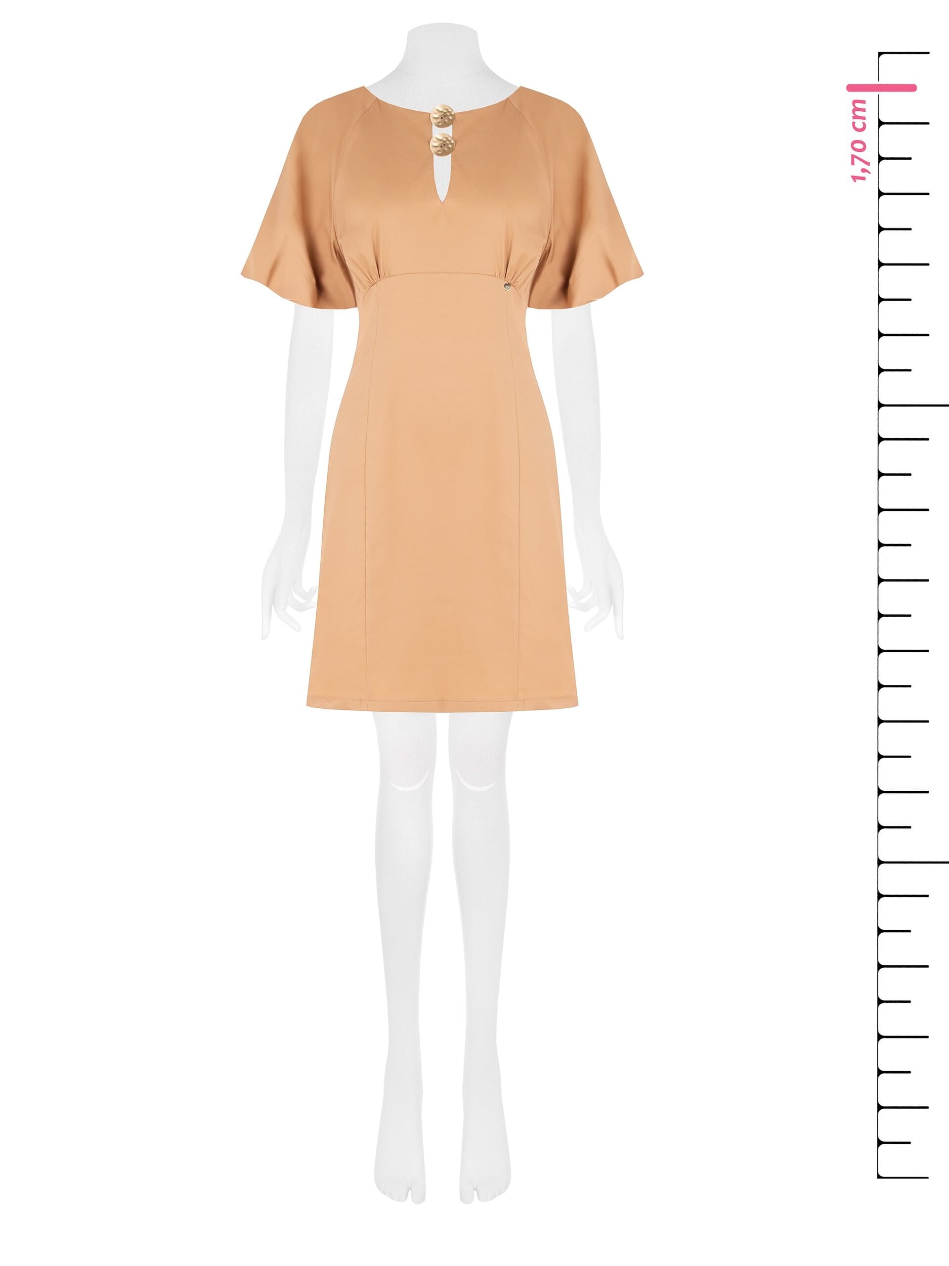 Abito Corto Svasato In Tessuto Elasticizzato Con Cut-Out A Goccia E Maxi Bottoni Rinascimento