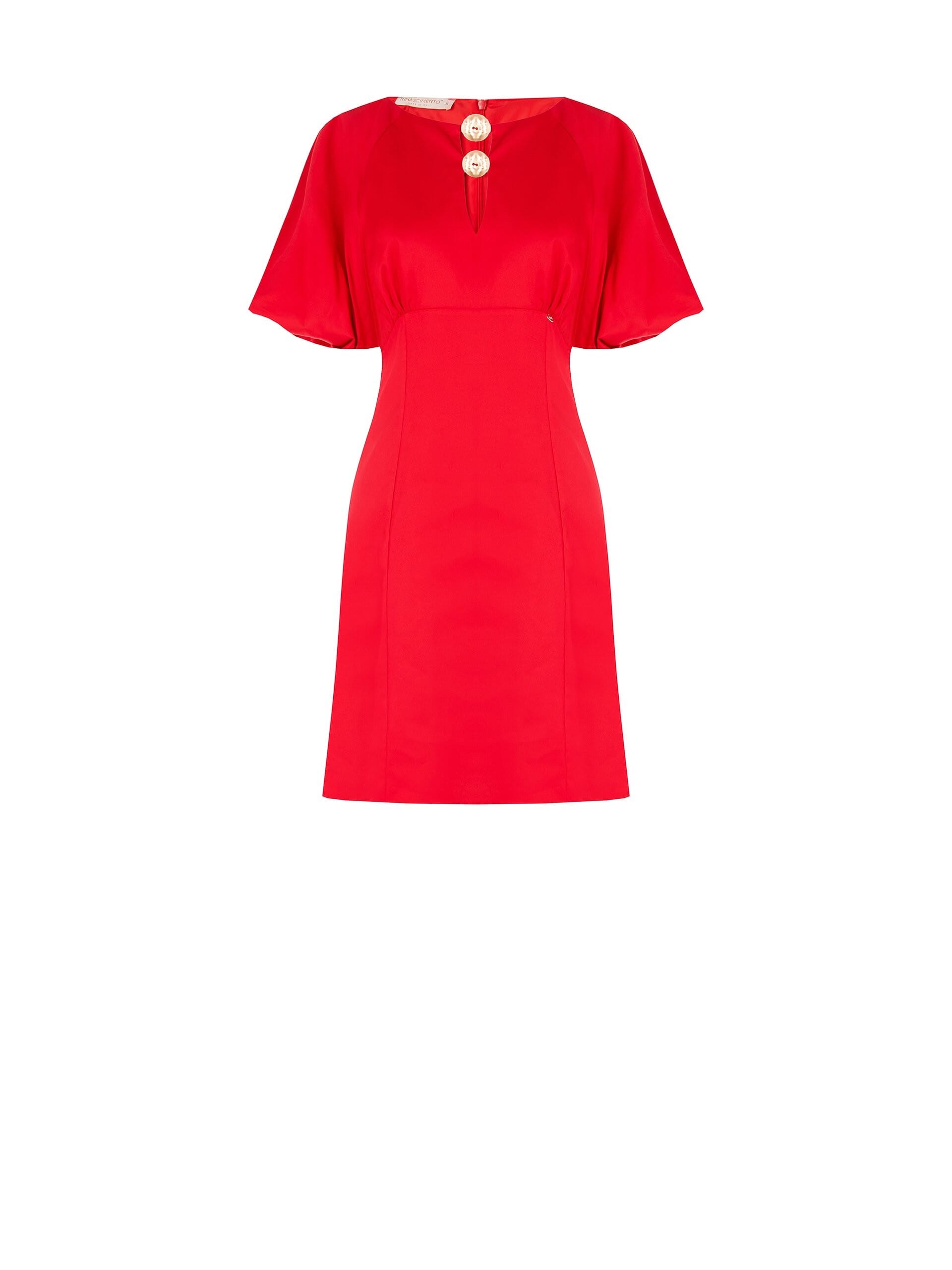 Abito Corto Svasato In Tessuto Elasticizzato Con Cut-Out A Goccia E Maxi Bottoni Rinascimento