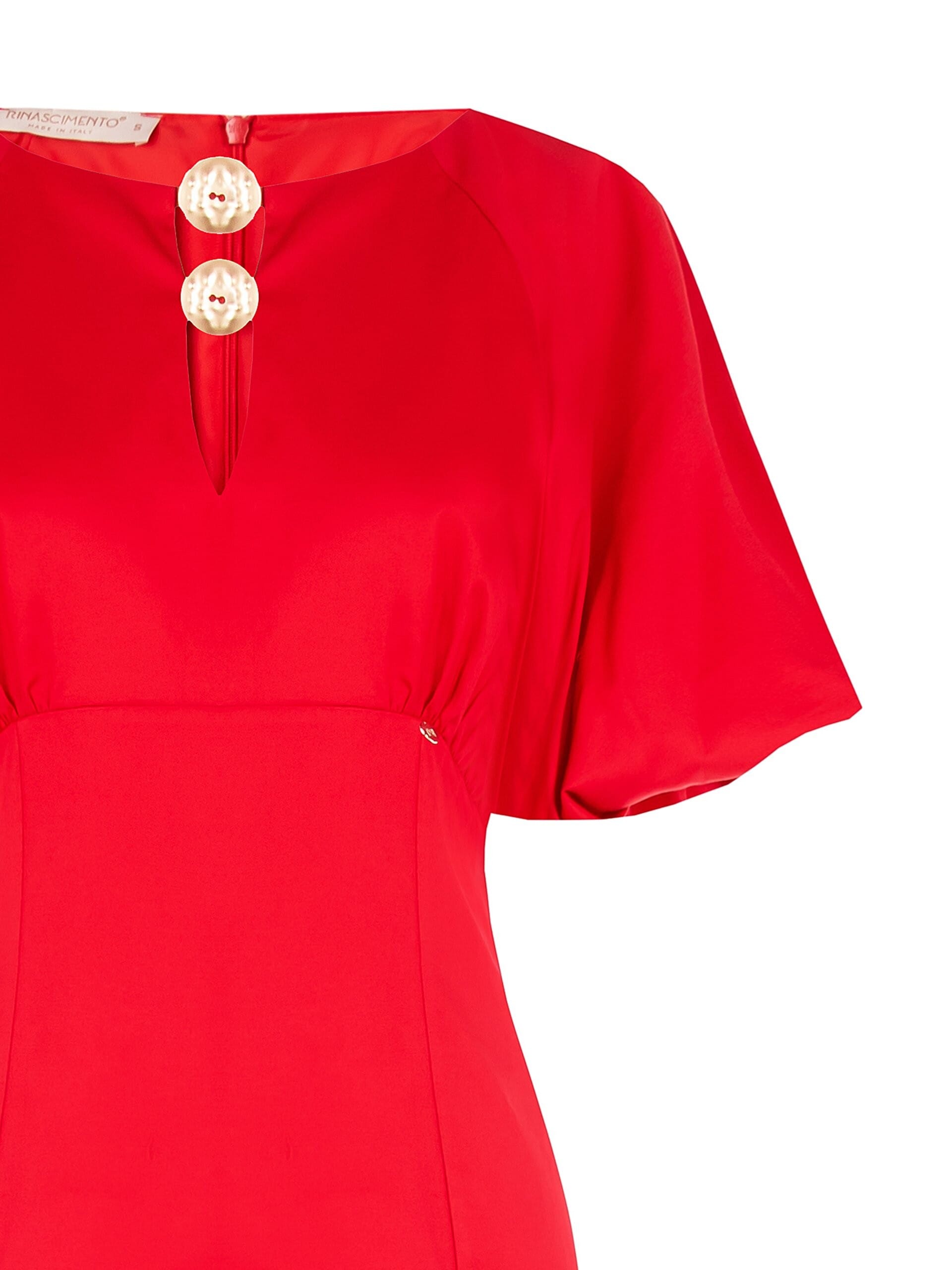 Abito Corto Svasato In Tessuto Elasticizzato Con Cut-Out A Goccia E Maxi Bottoni Rinascimento