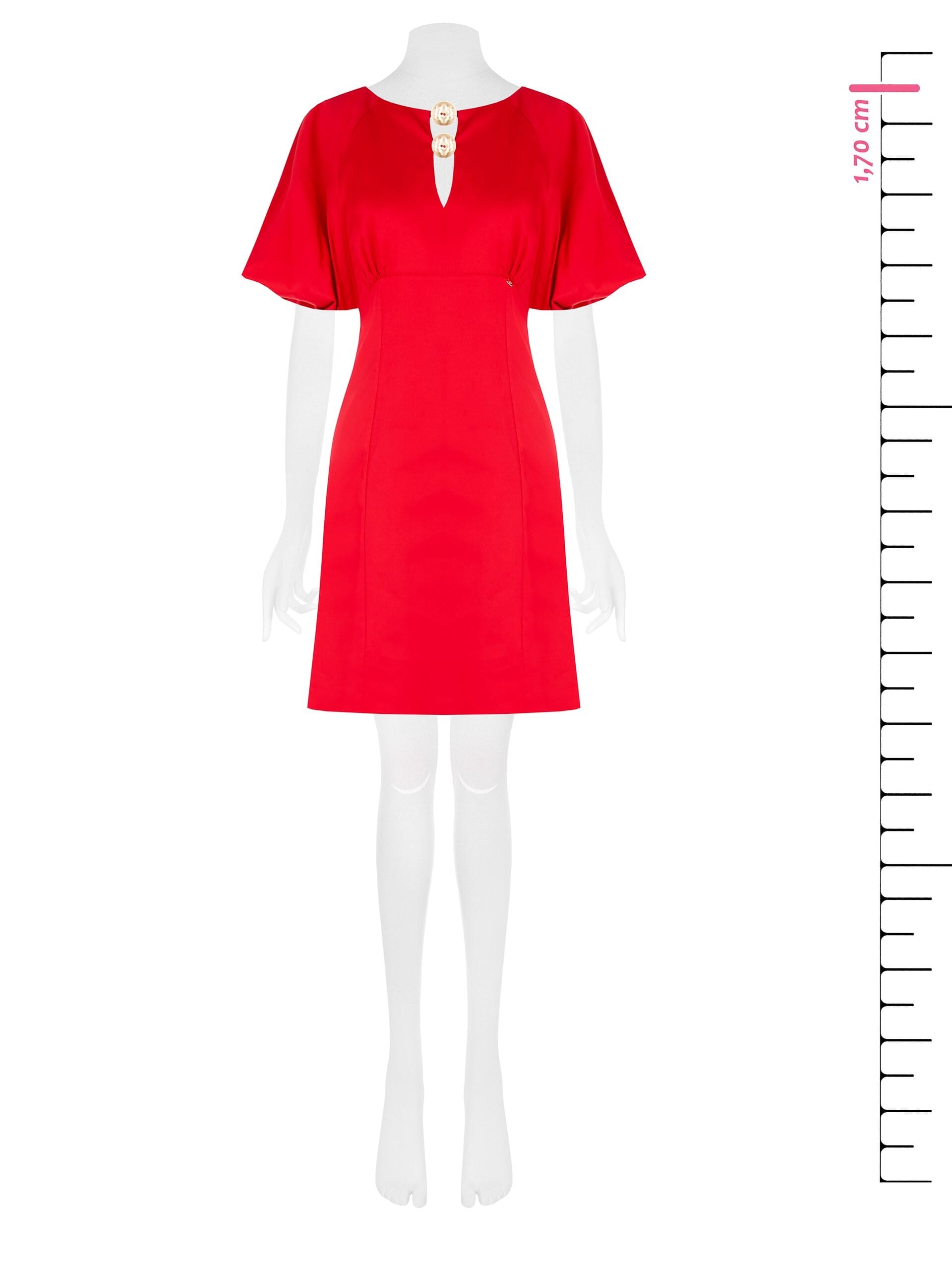 Abito Corto Svasato In Tessuto Elasticizzato Con Cut-Out A Goccia E Maxi Bottoni Rinascimento