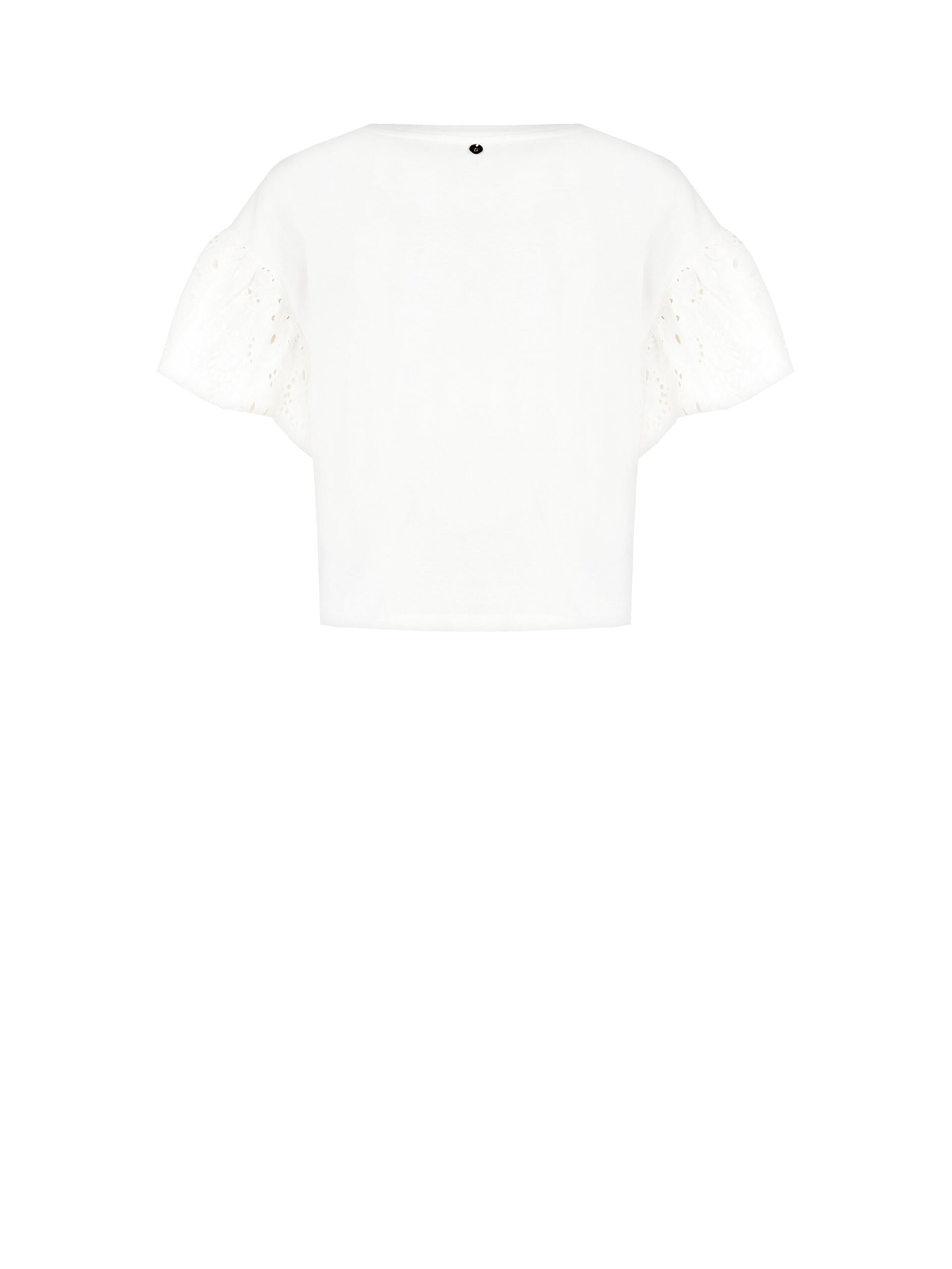 Rinascimento Large Cotton T-Shirt with Sangallo Sleeves and V-Neckline