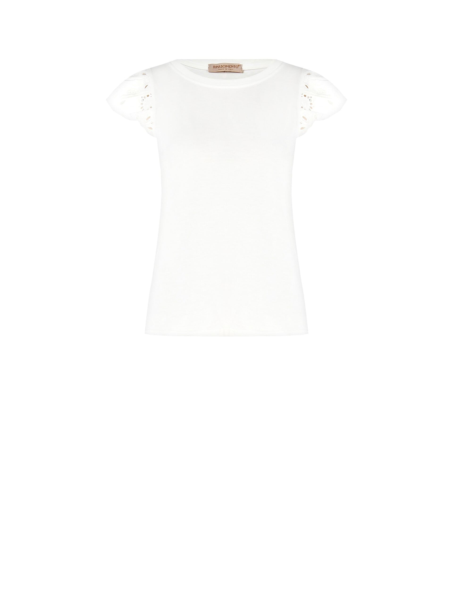 Rinascimento Regular Sleeveless Cotton T-Shirt with Sangallo Fins