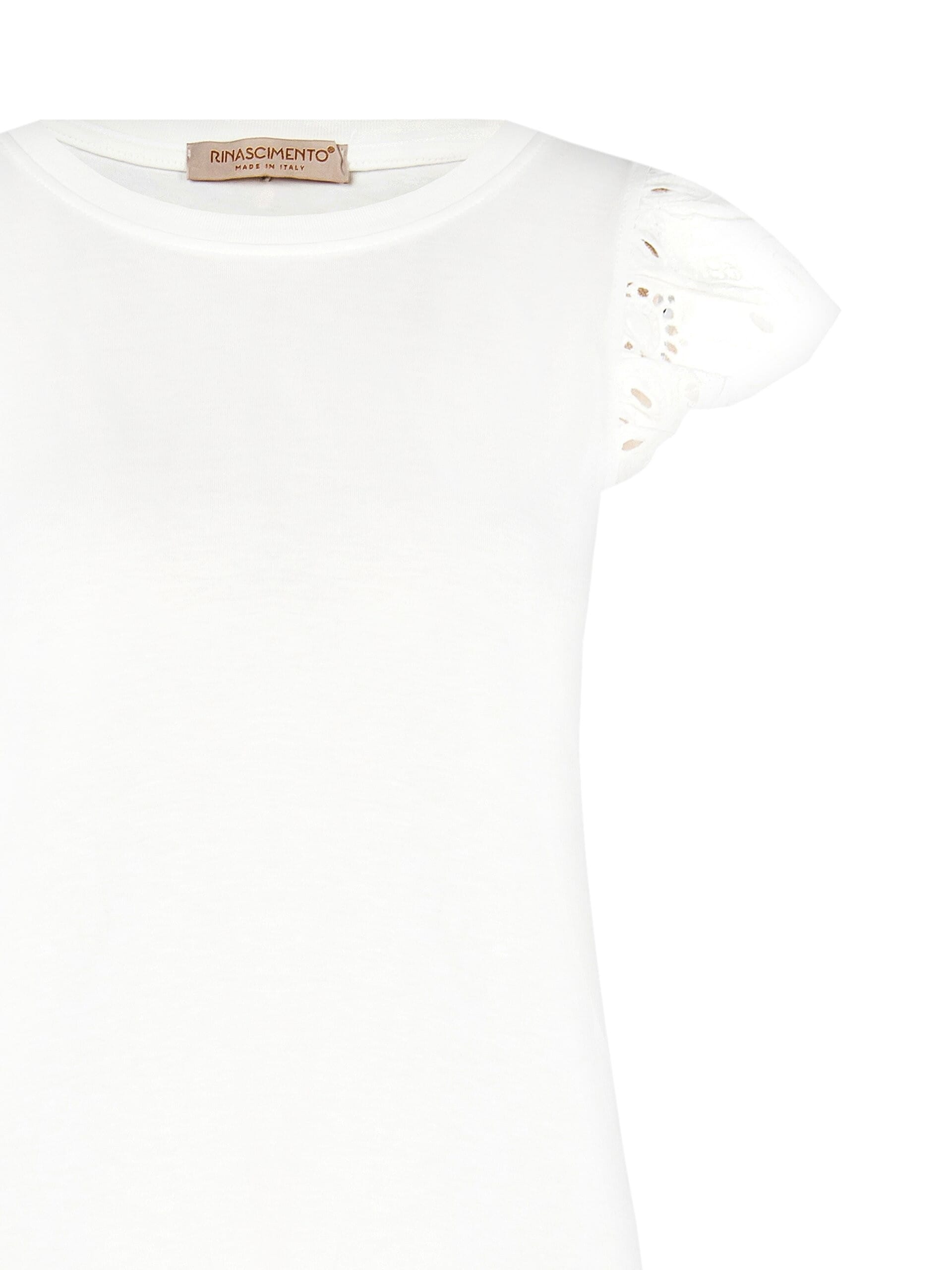 Rinascimento Regular Sleeveless Cotton T-Shirt with Sangallo Fins