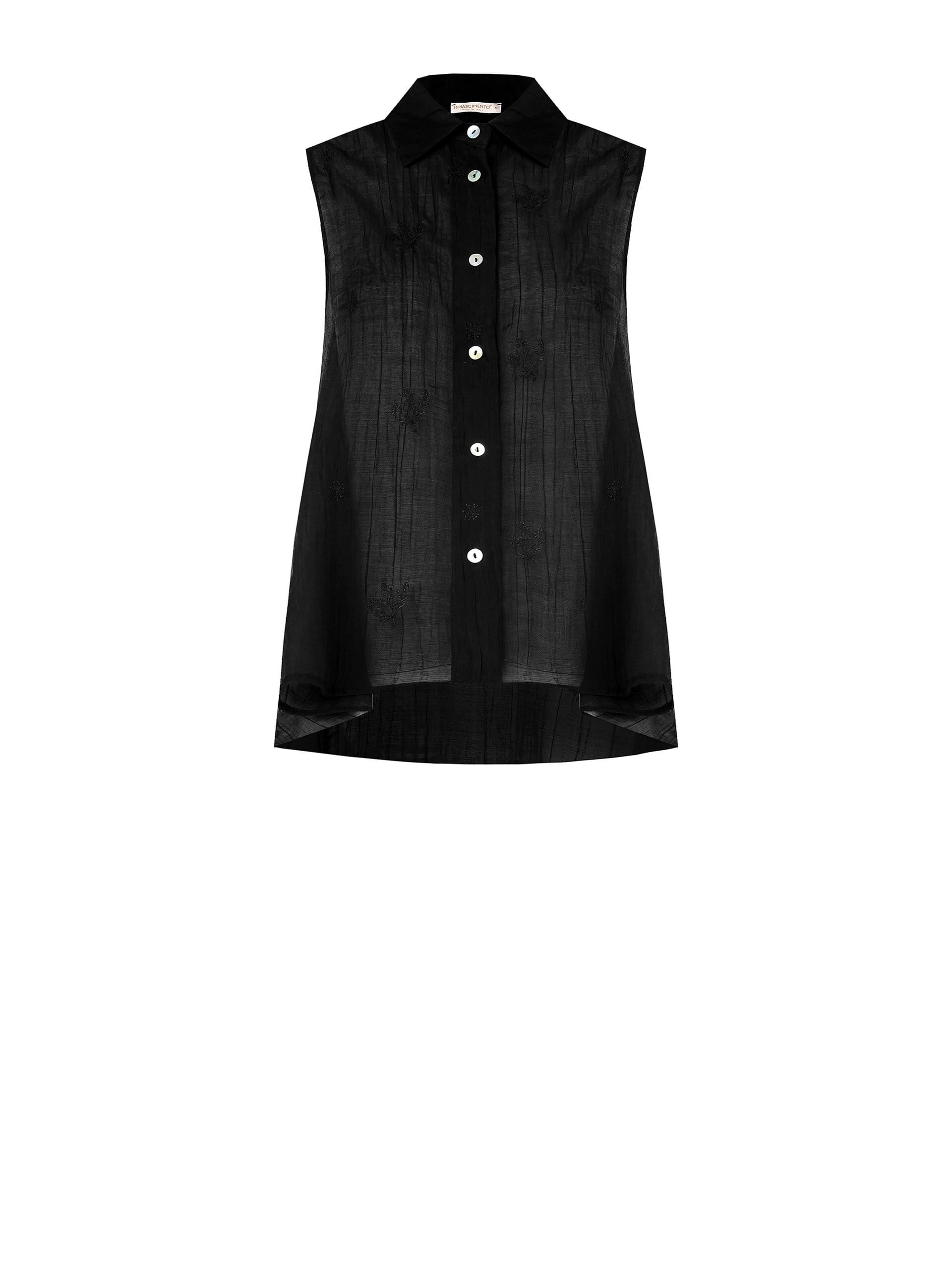 Top Over A Trapezio In Tessuto Semitrasparente Con Ricami Rinascimento