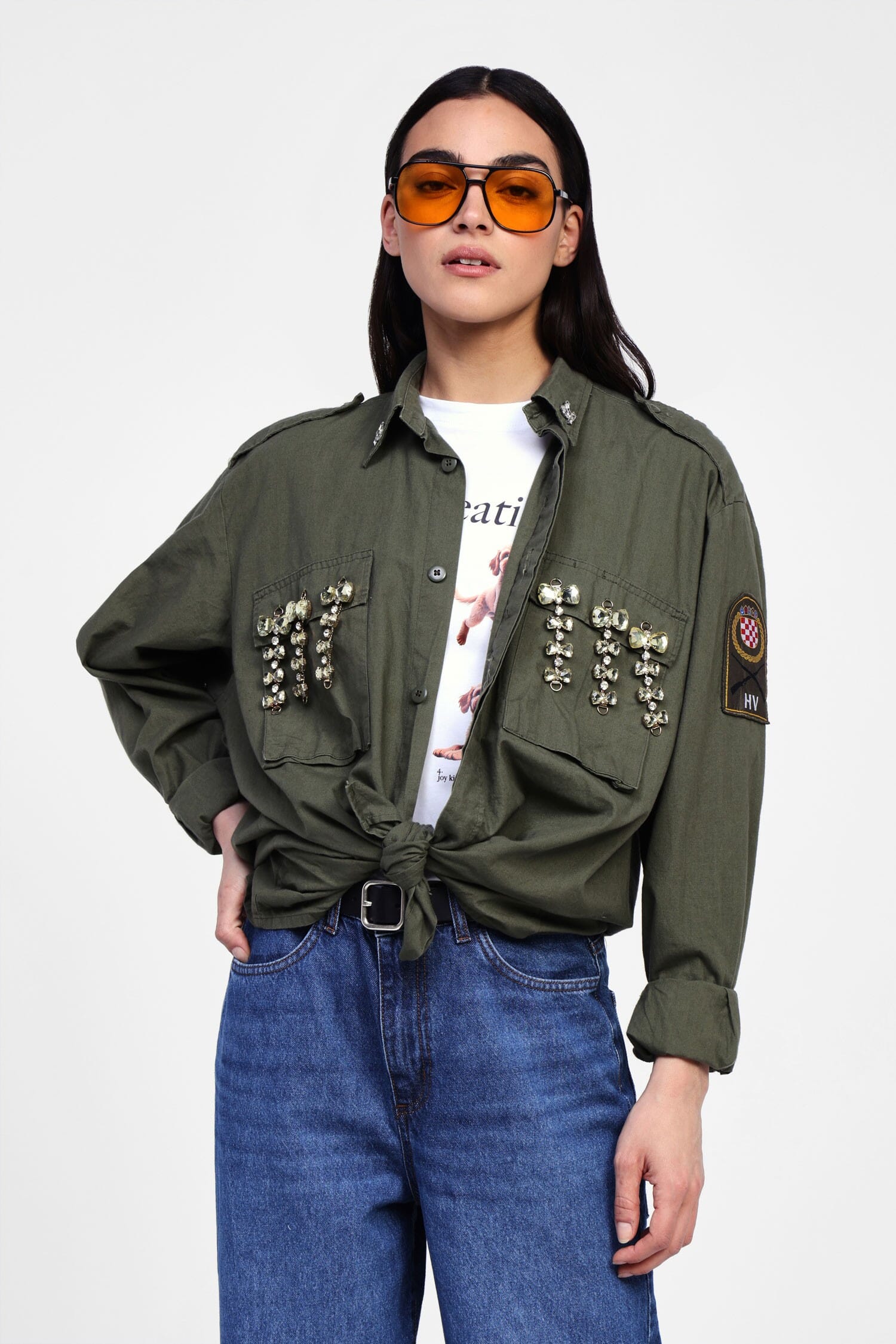 Camicia Con Tasche E Collo Decorato Dixie