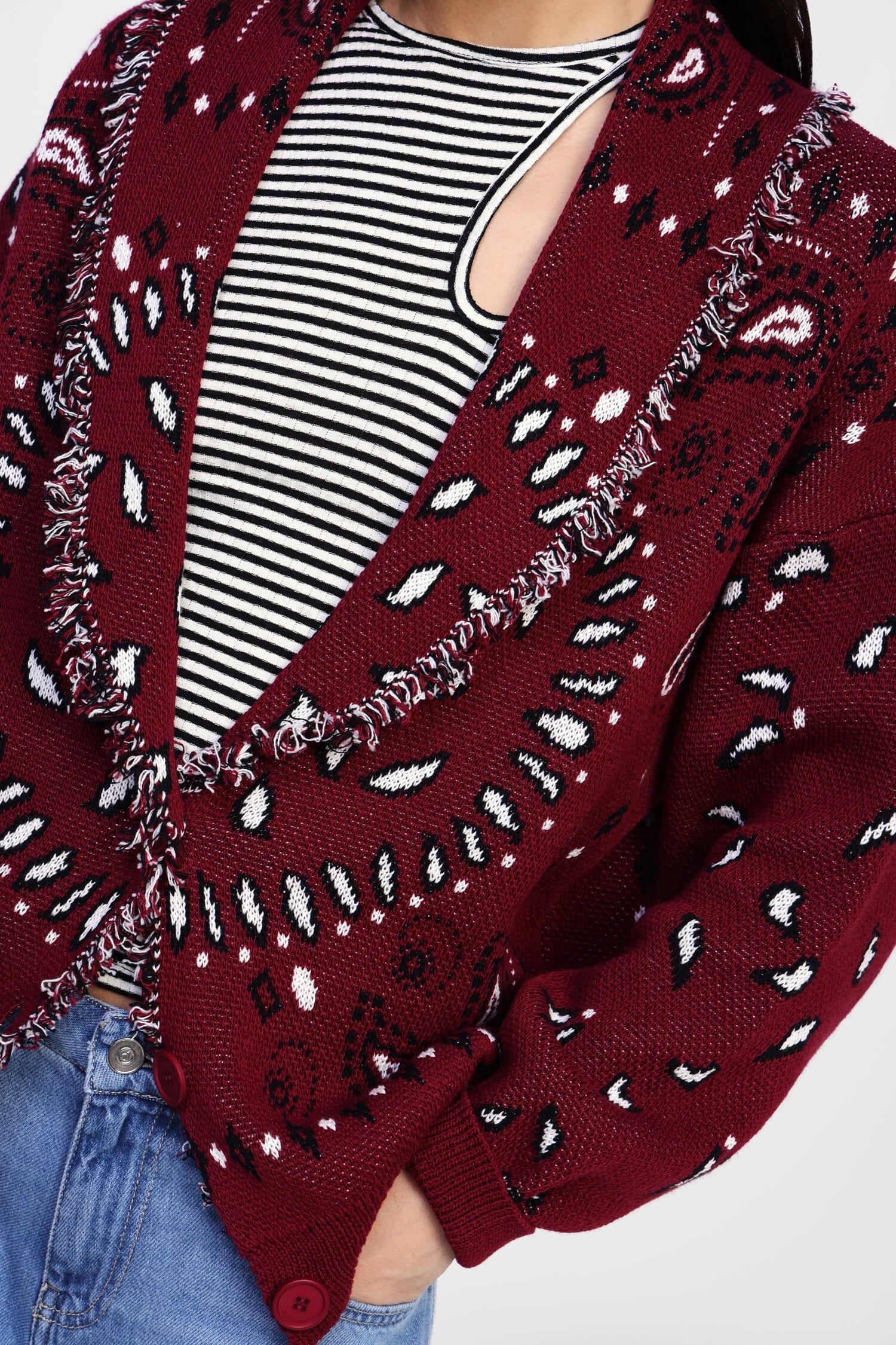 Cardigan With Dixie Patterns And Trim