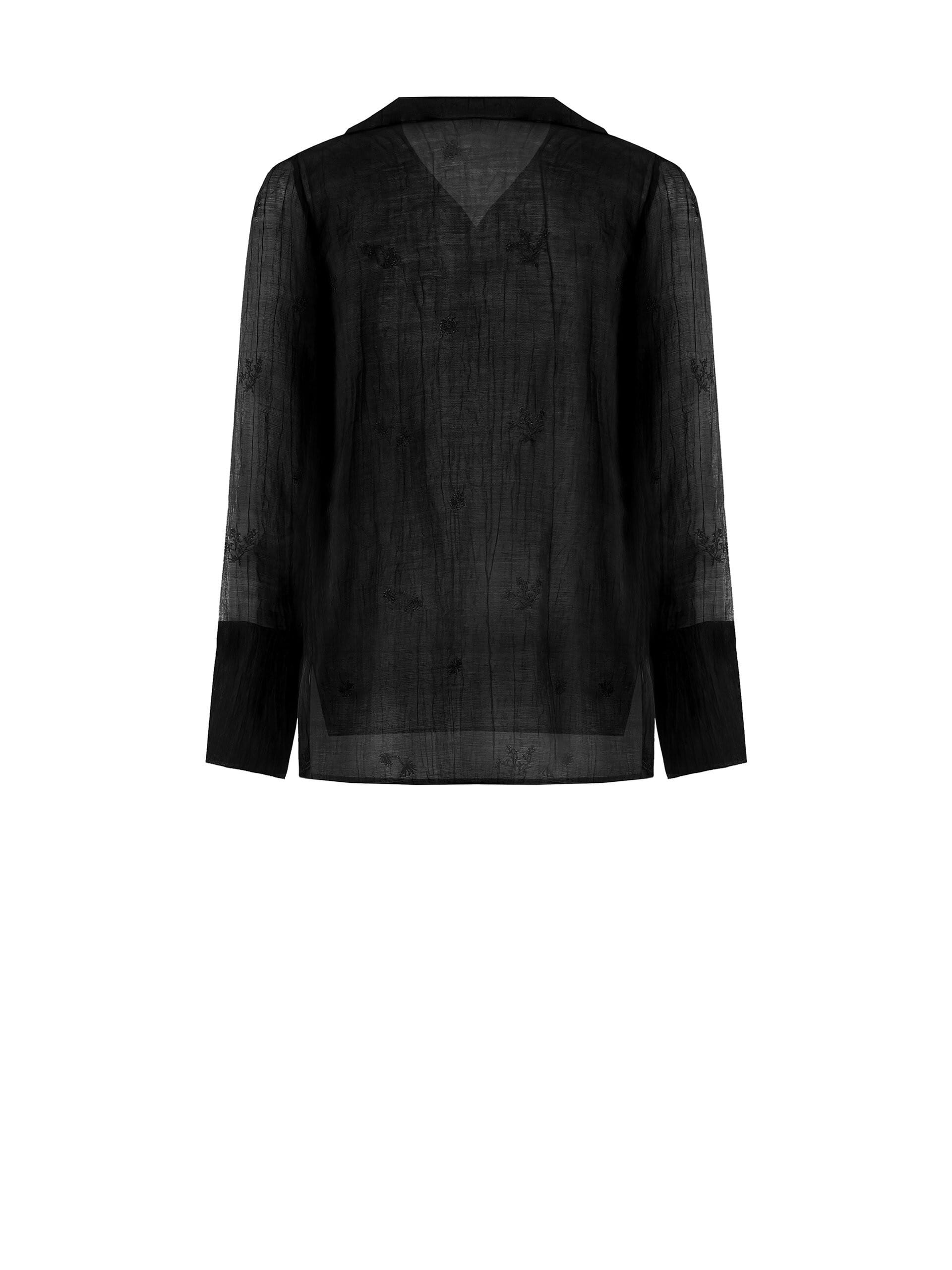 Blusa Ampia E Lunga In Tessuto Semitrasparente Con Ricami Rinascimento