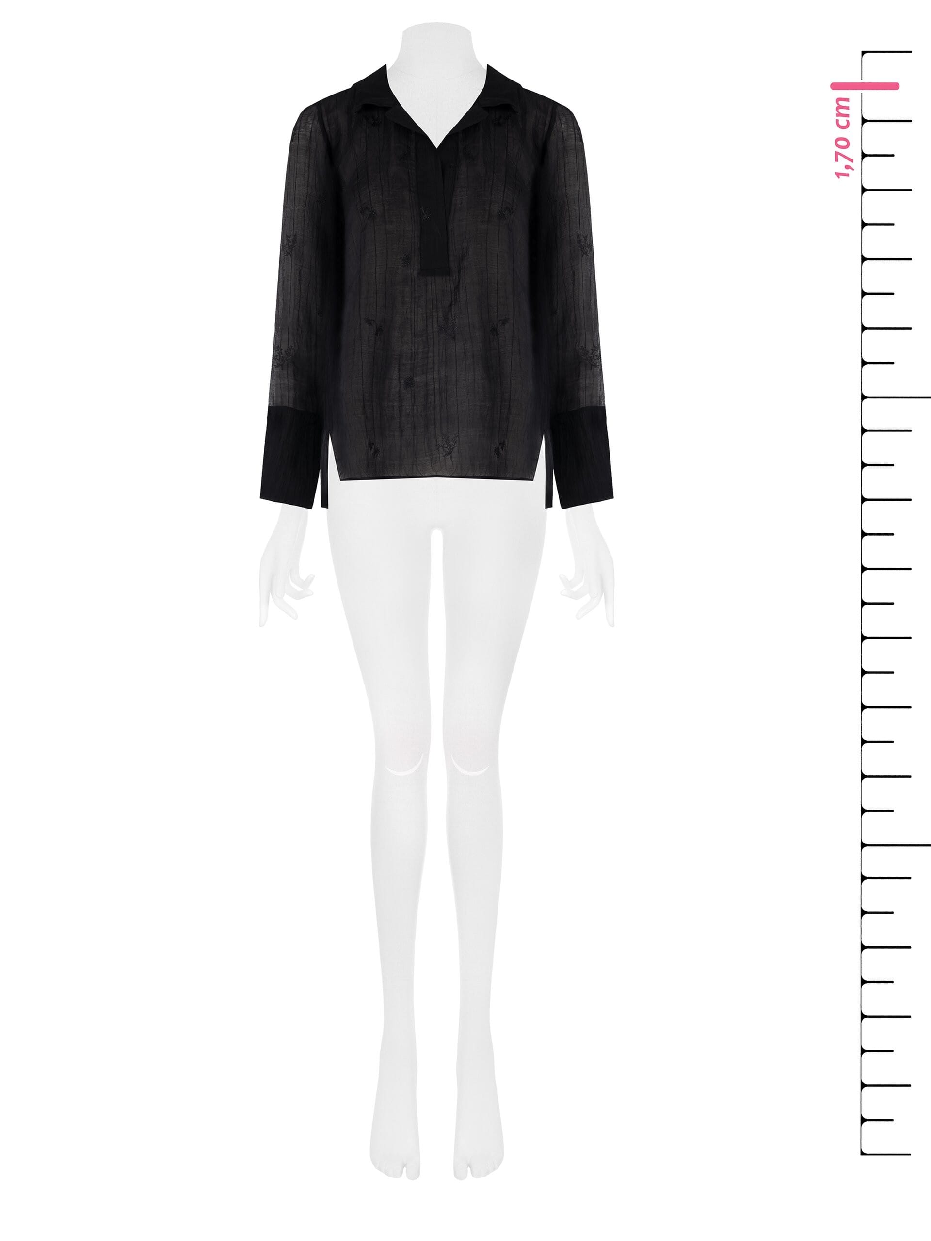 Blusa Ampia E Lunga In Tessuto Semitrasparente Con Ricami Rinascimento