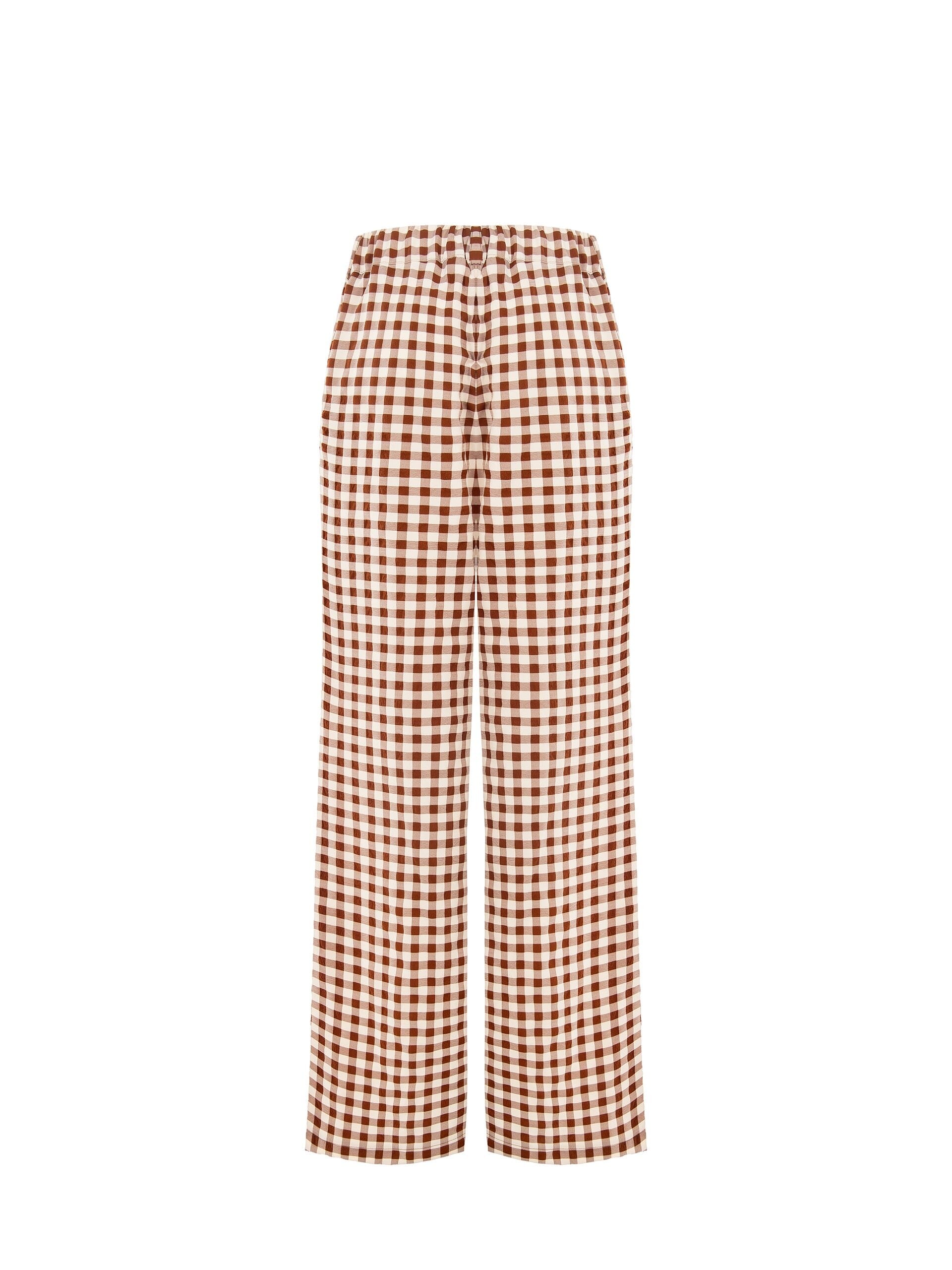 Pantaloni Palazzo A Quadretti Con Tasche Ed Elastico Dietro Rinascimento