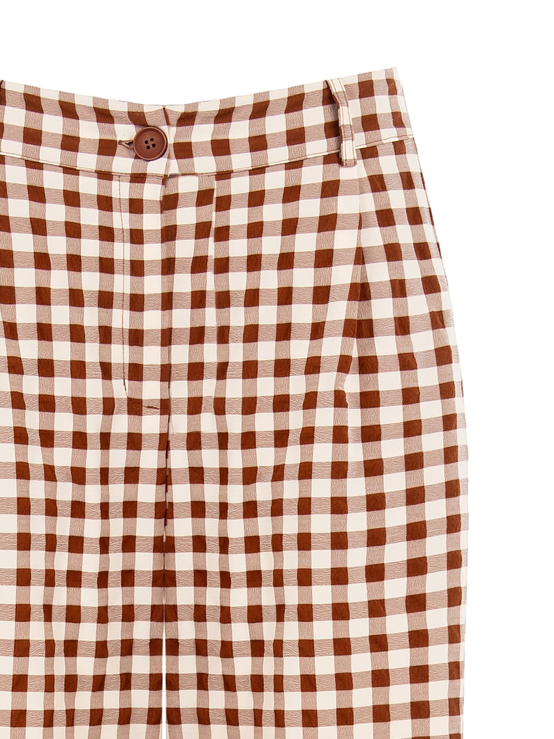 Pantaloni Palazzo A Quadretti Con Tasche Ed Elastico Dietro Rinascimento