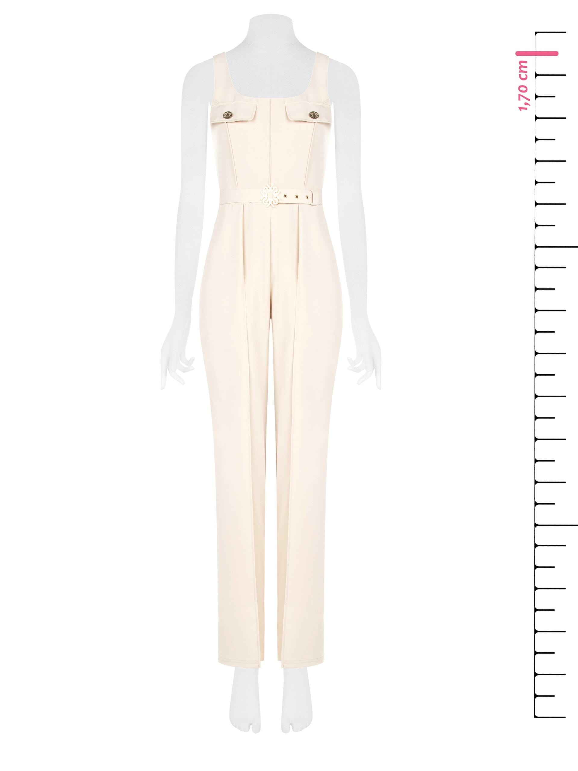 Tuta Intera Palazzo In Tessuto Bi-Stretch Con Cintura Rigida Coordinata Rinascimento