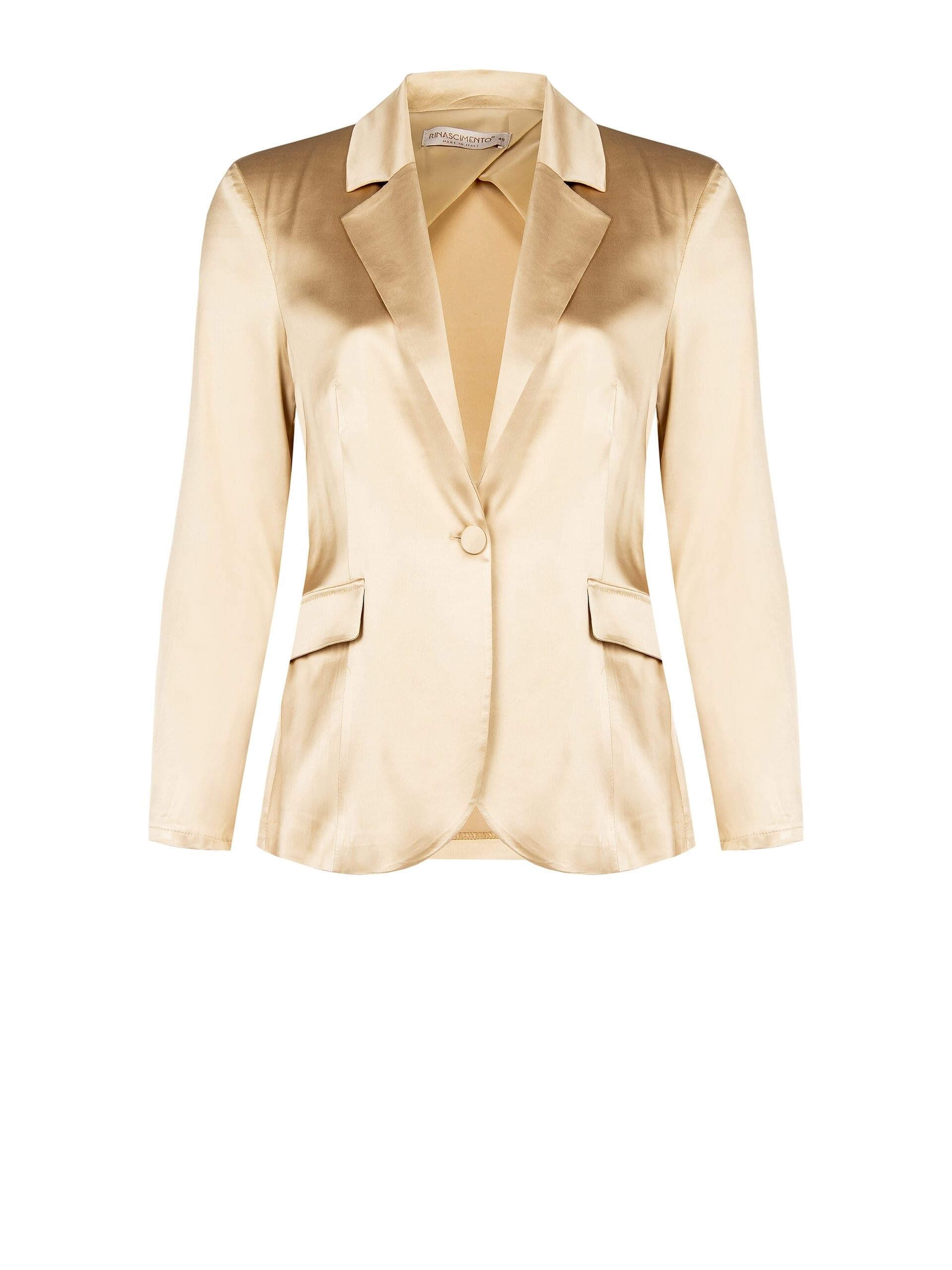 Giacca Blazer Sfiancata A 1 Bottone In Raso Rinascimento Curvy